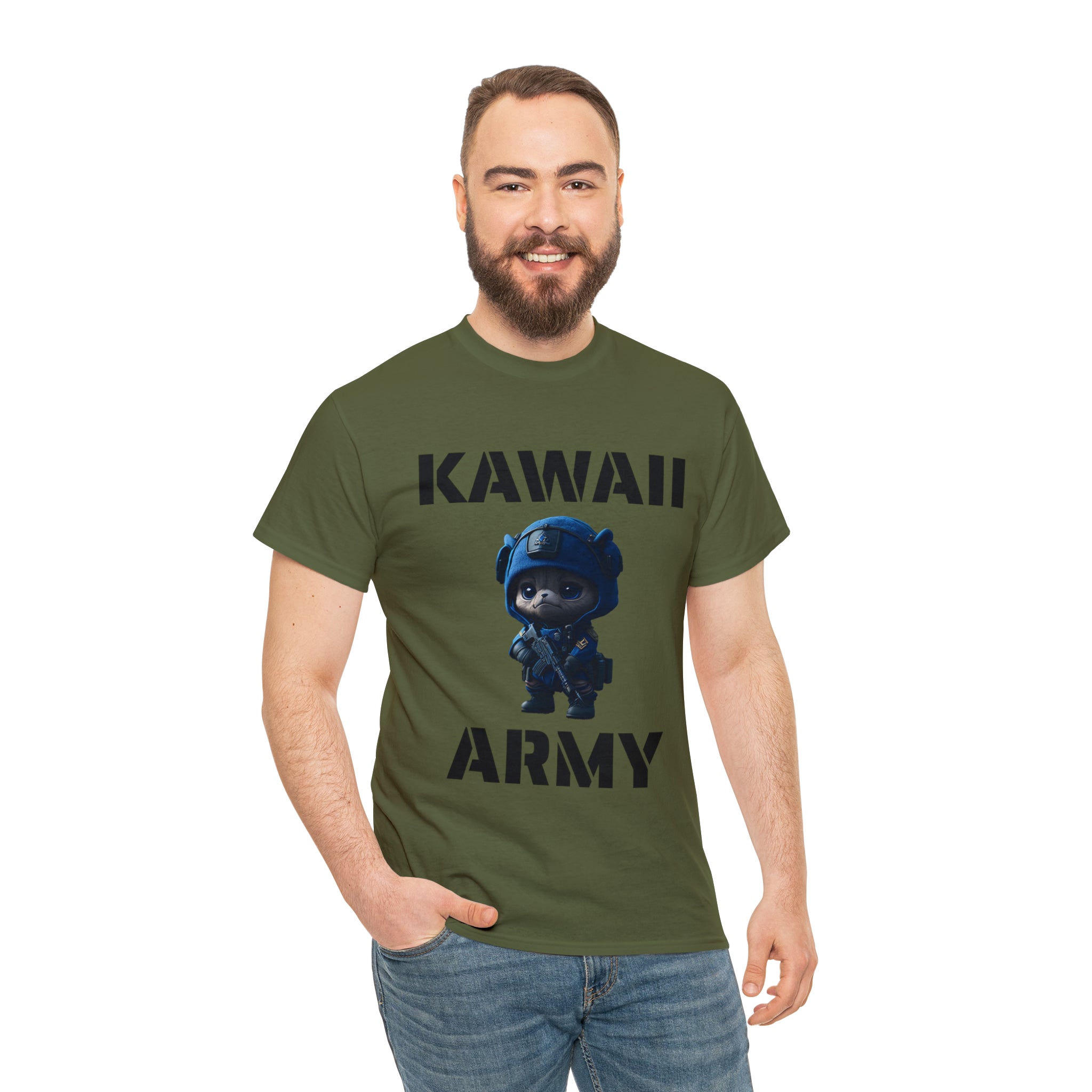 kawaii army blue small machine gunner