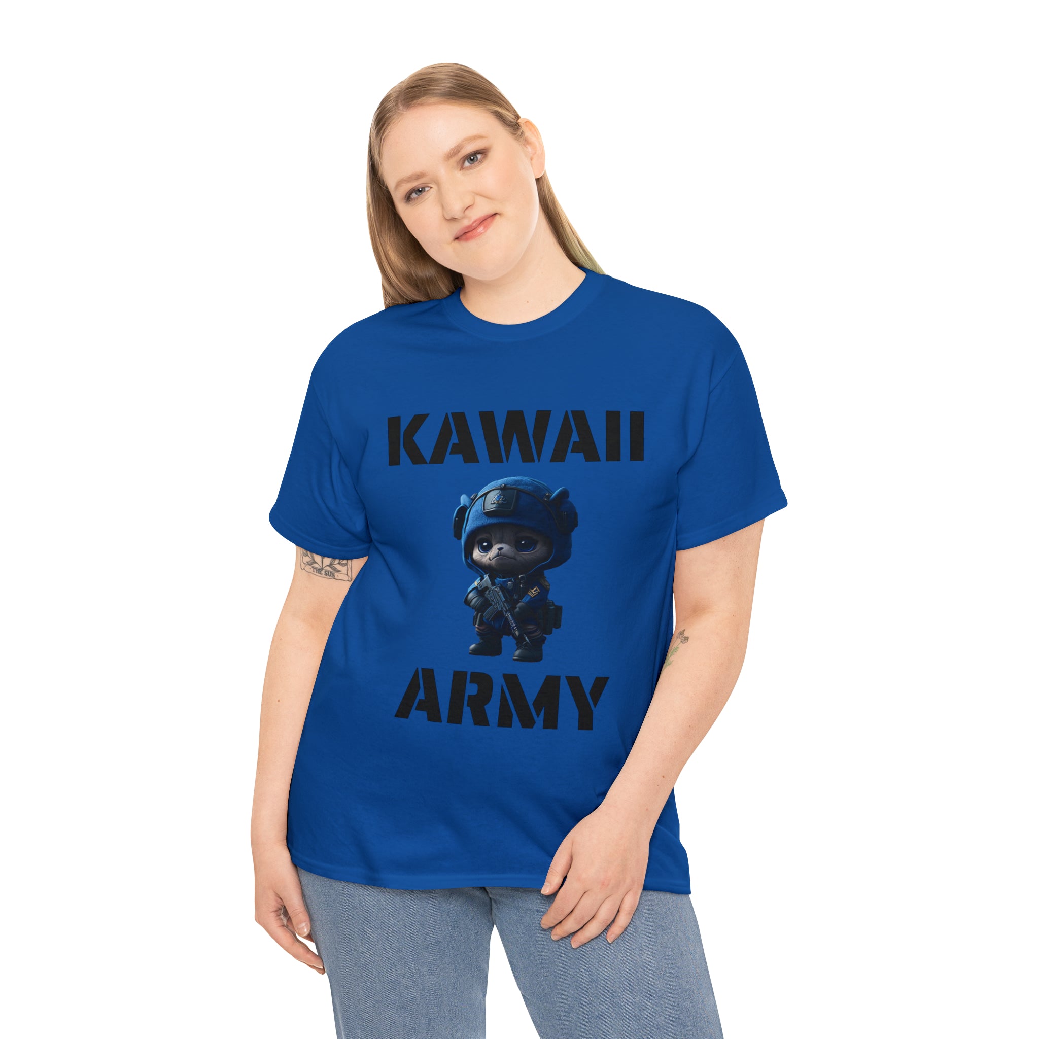 kawaii army blue small machine gunner