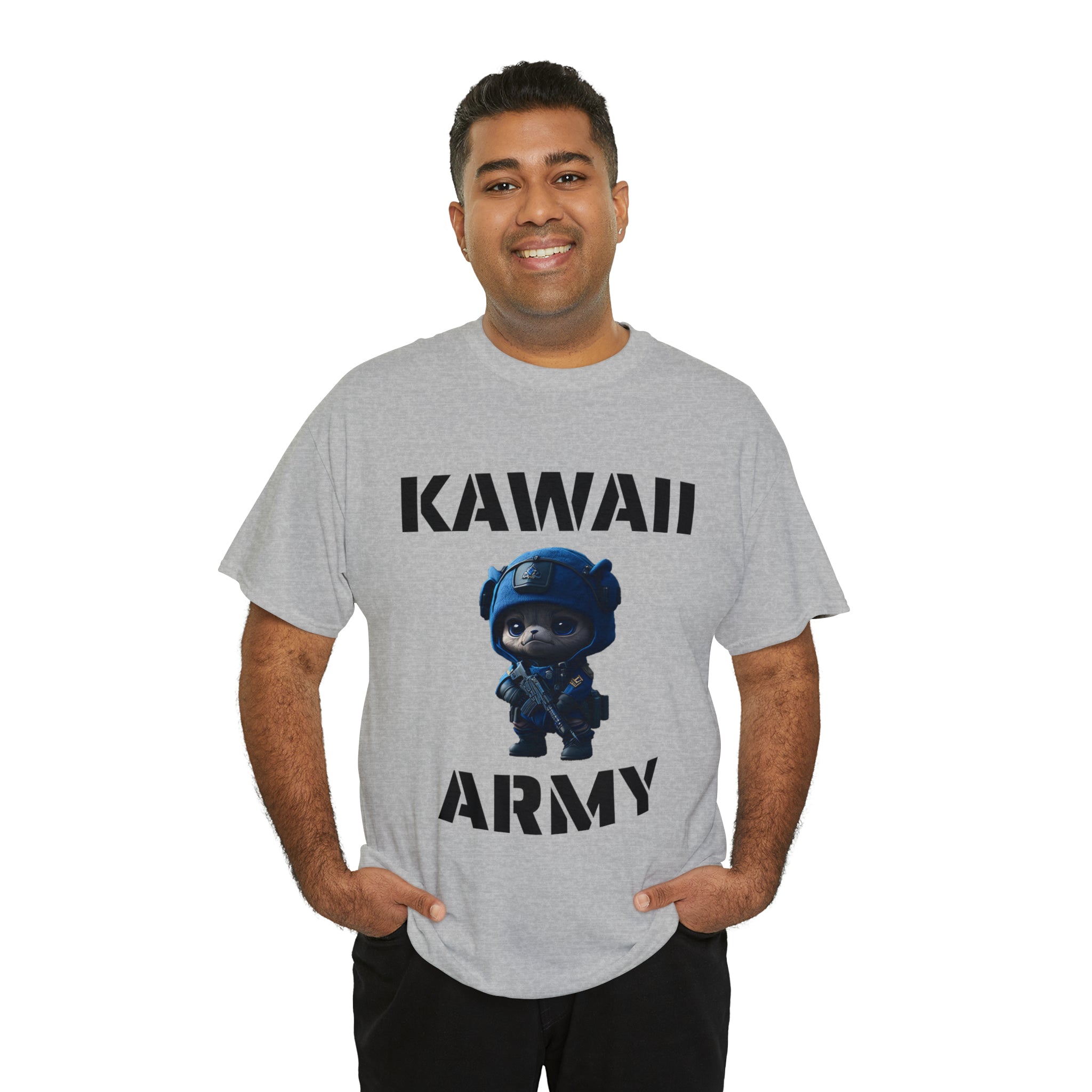 kawaii army blue small machine gunner