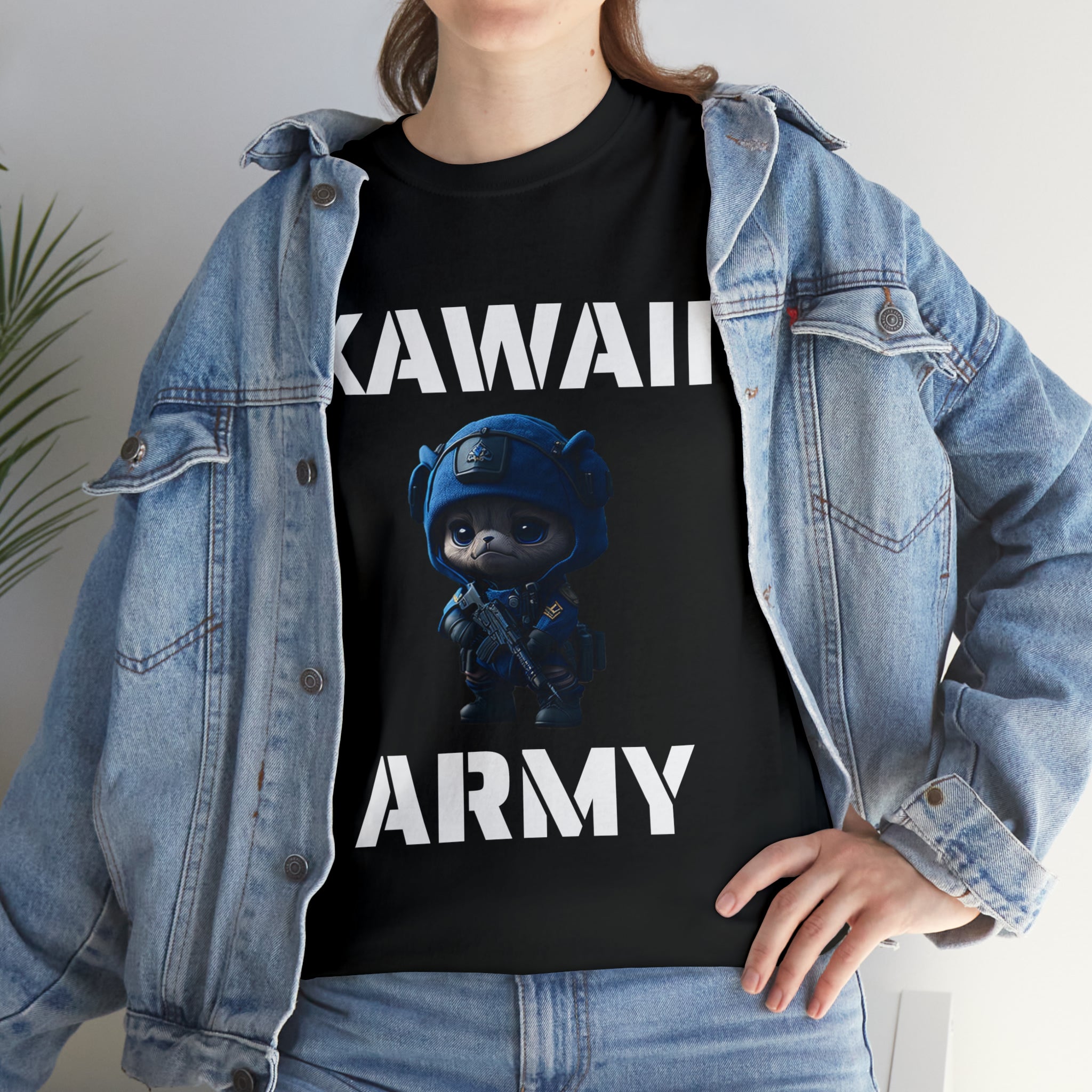 kawaii army blue small machine gunner