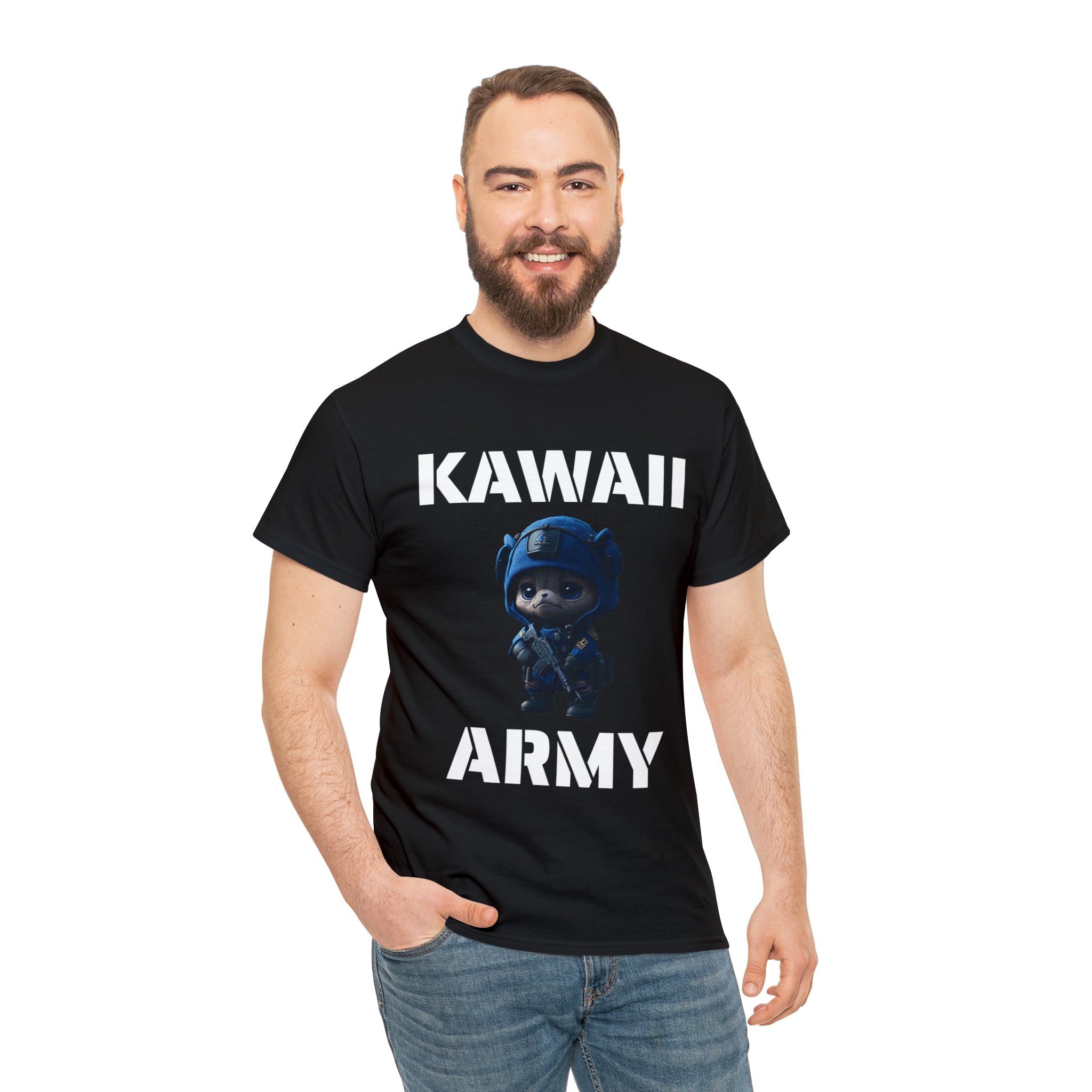 kawaii army blue small machine gunner