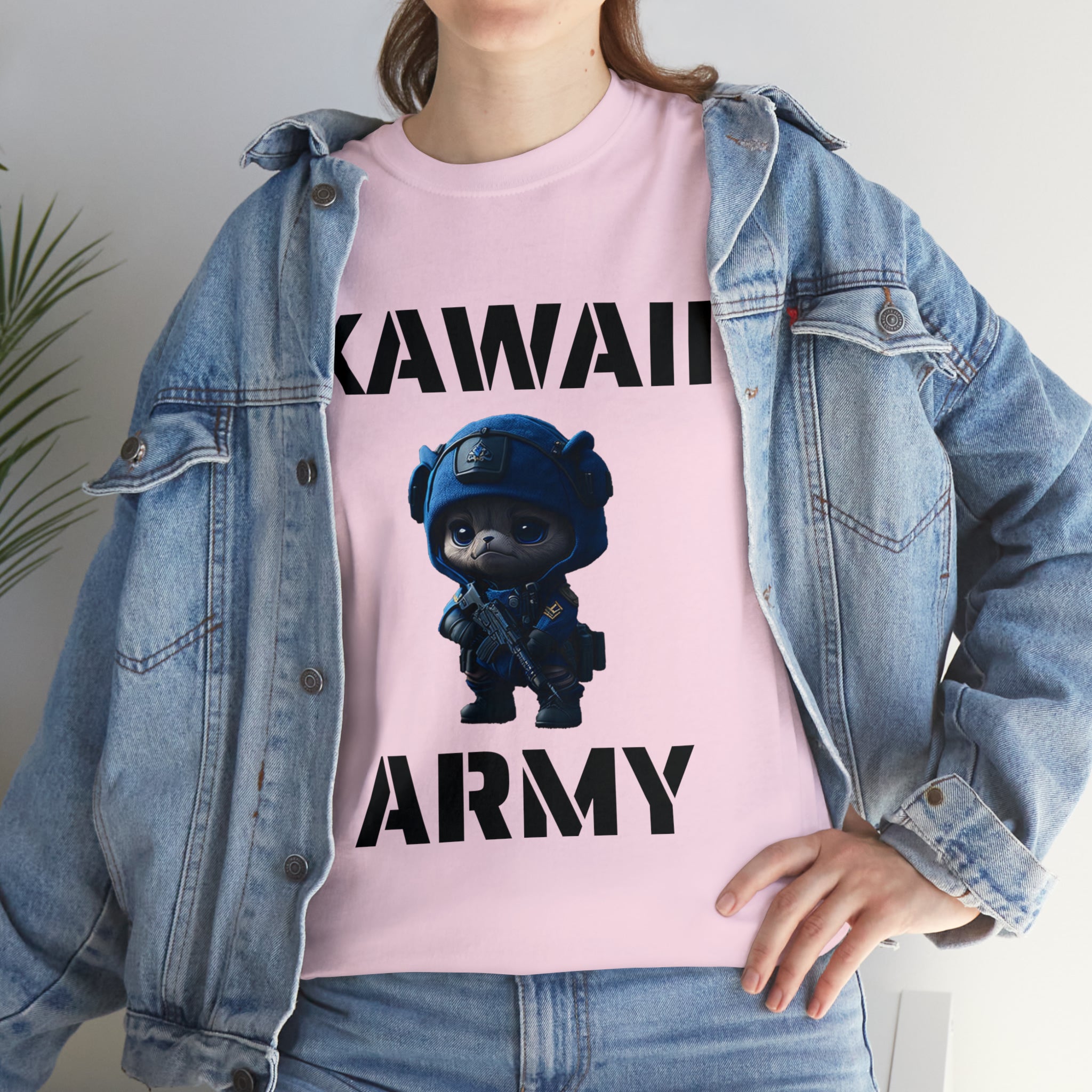 kawaii army blue small machine gunner