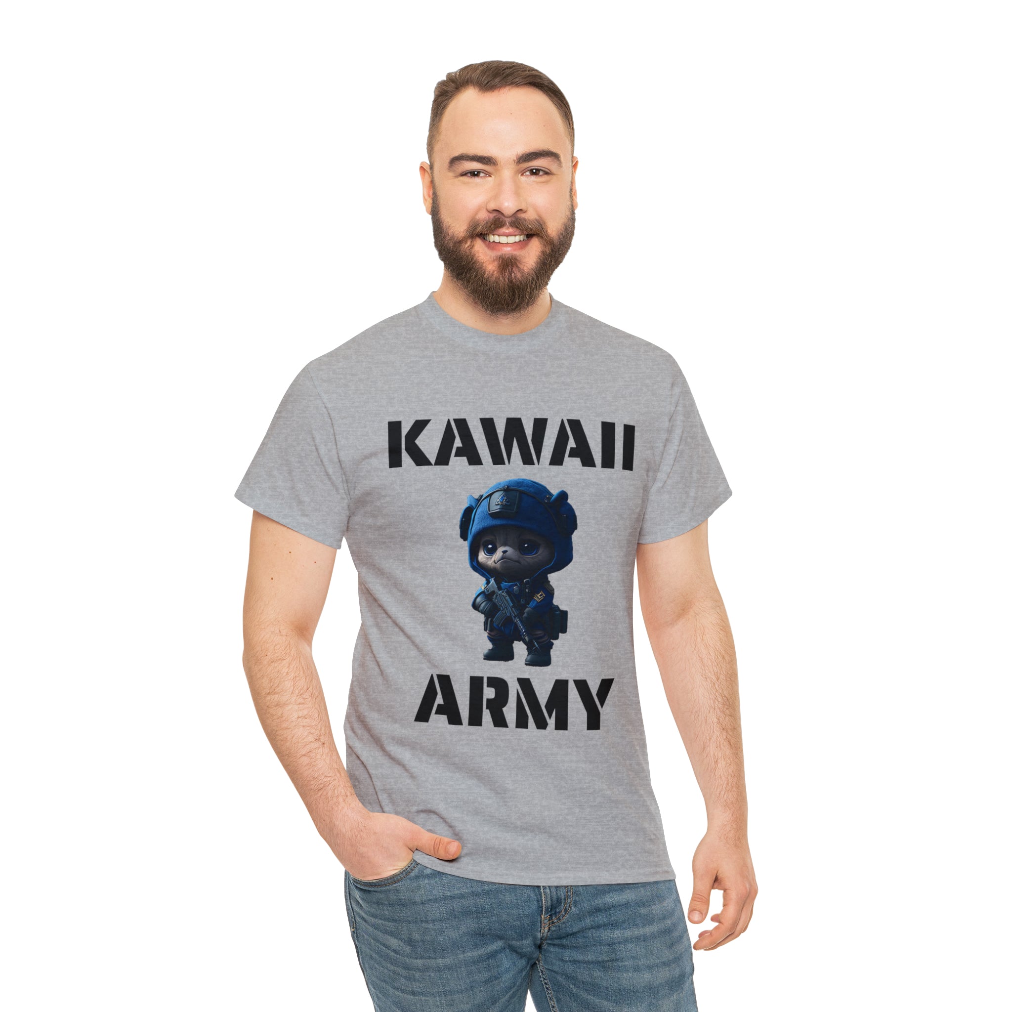 kawaii army blue small machine gunner