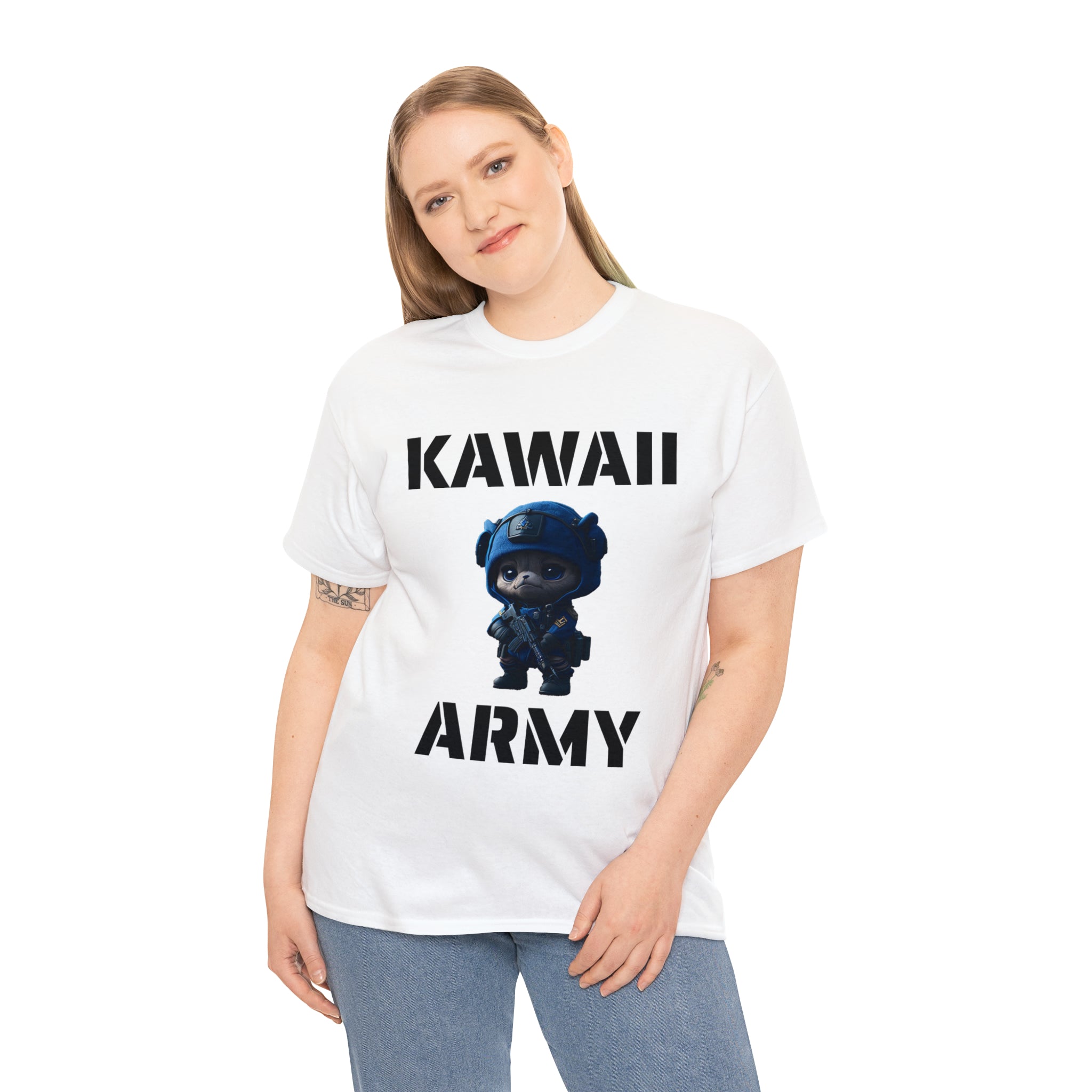 kawaii army blue small machine gunner