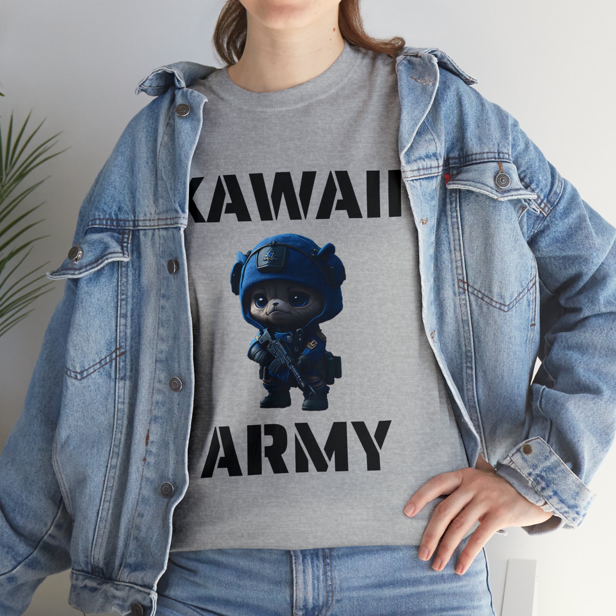 kawaii army blue small machine gunner