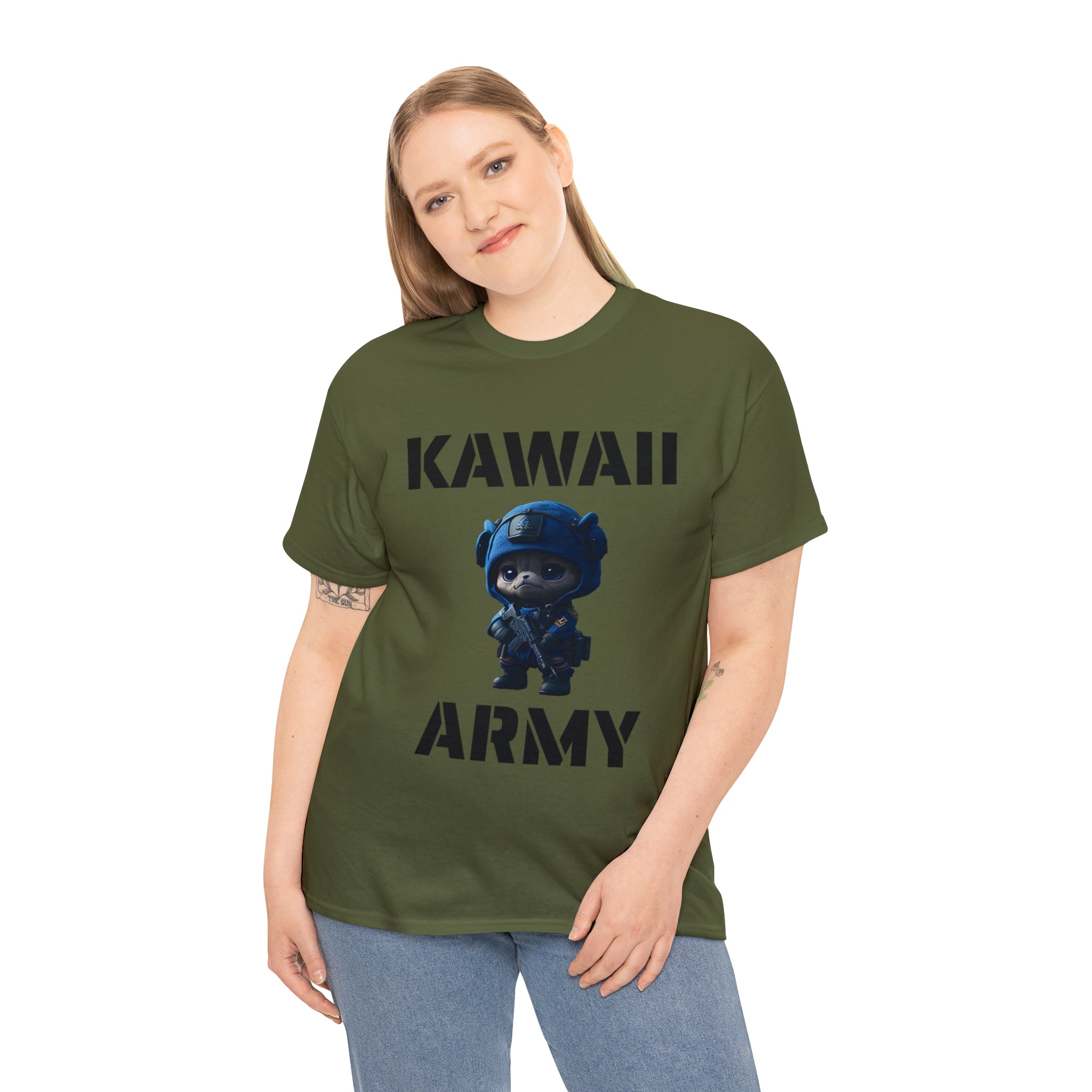 kawaii army blue small machine gunner