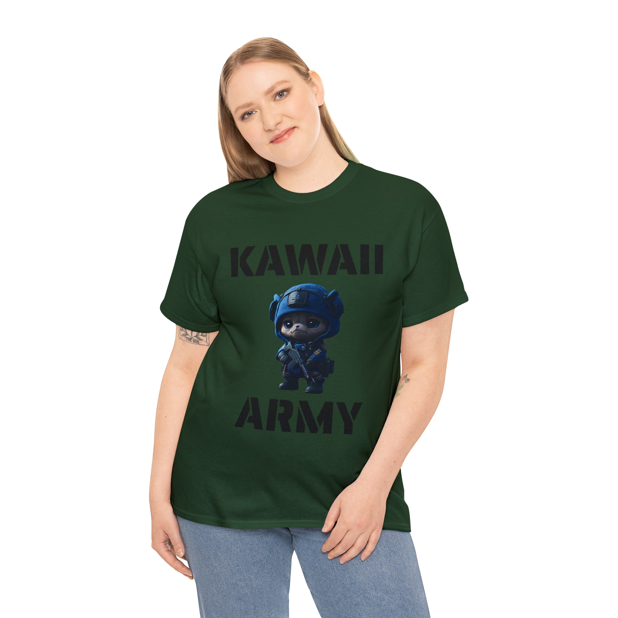 kawaii army blue small machine gunner