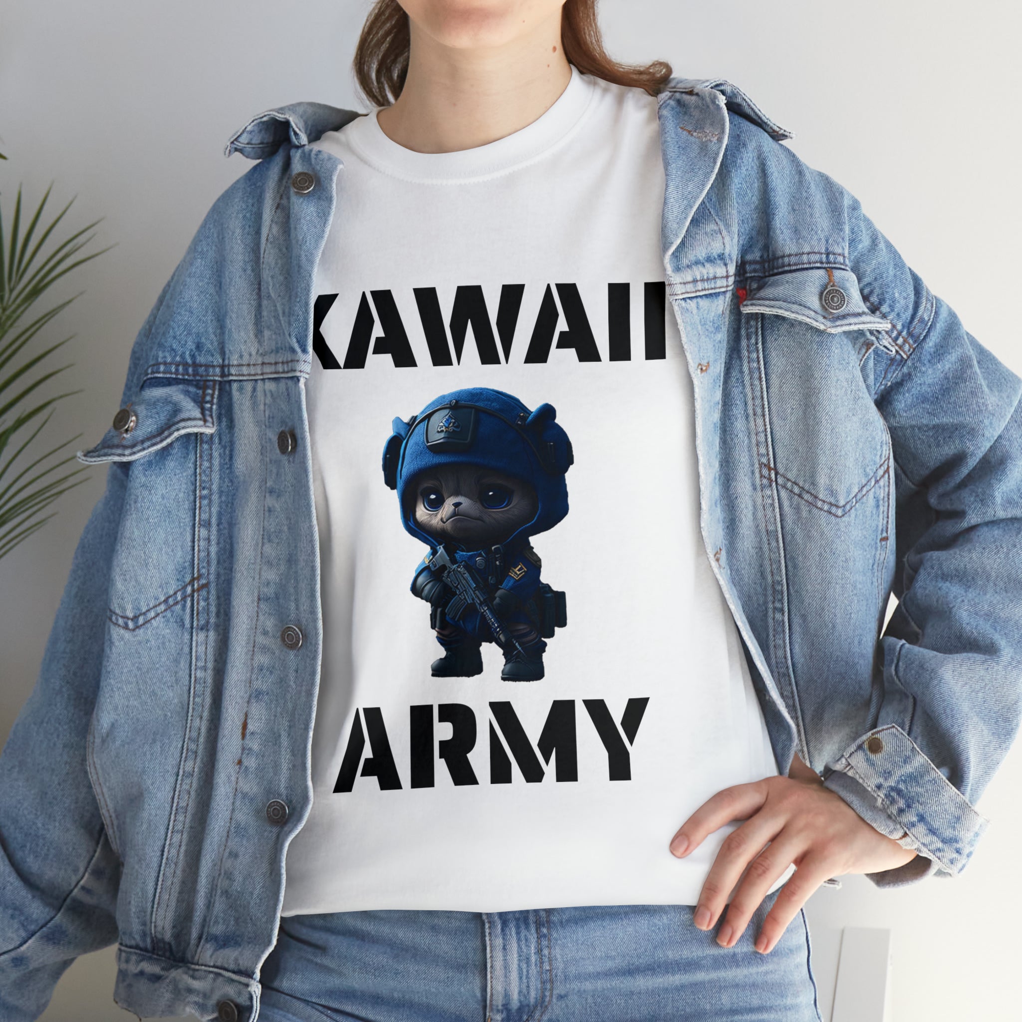 kawaii army blue small machine gunner