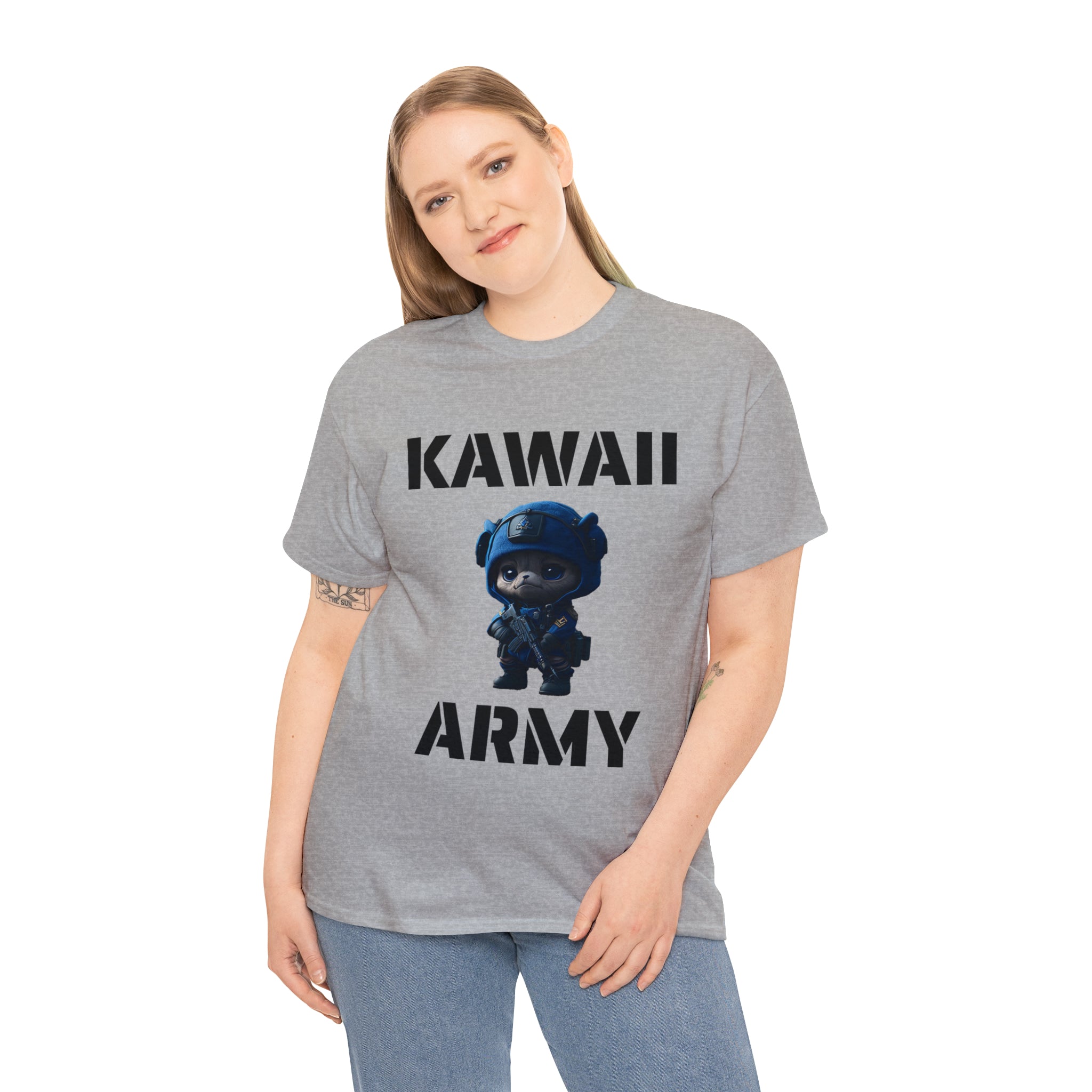 kawaii army blue small machine gunner