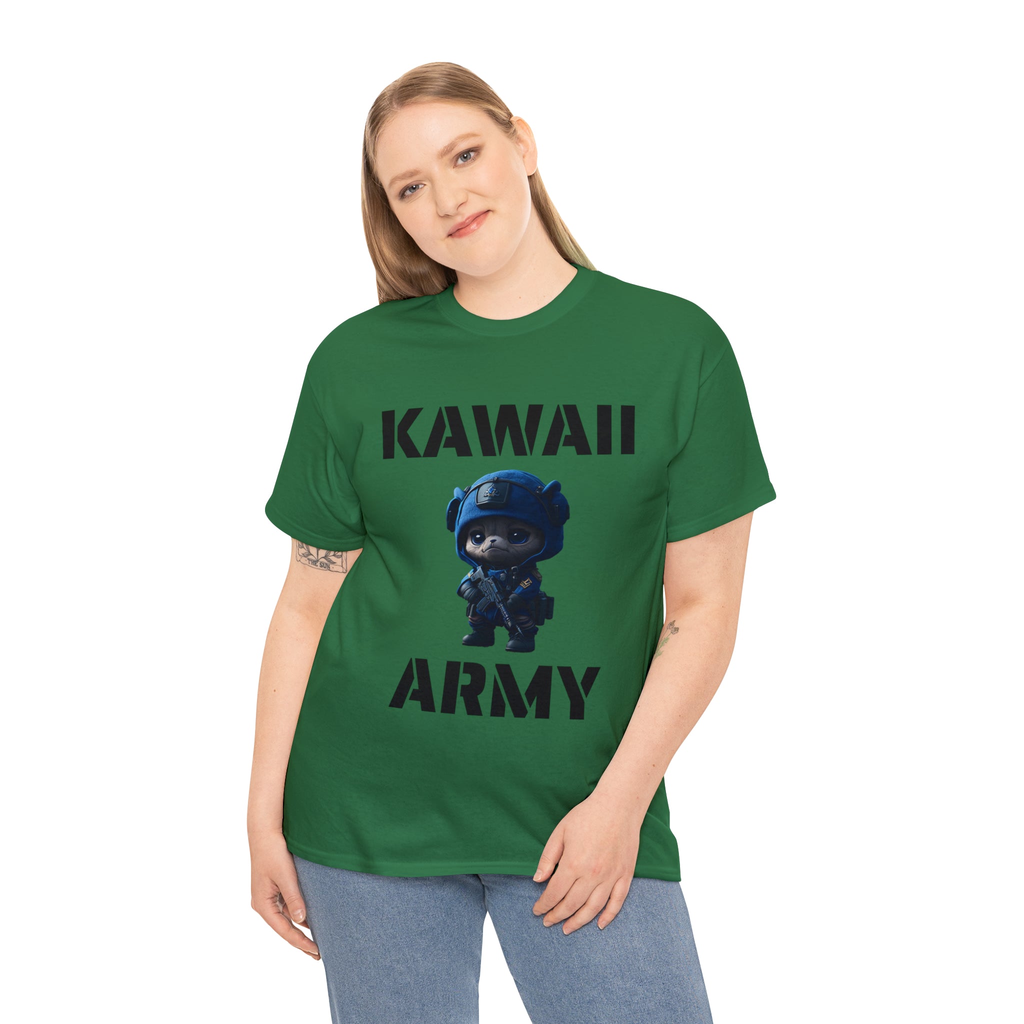 kawaii army blue small machine gunner