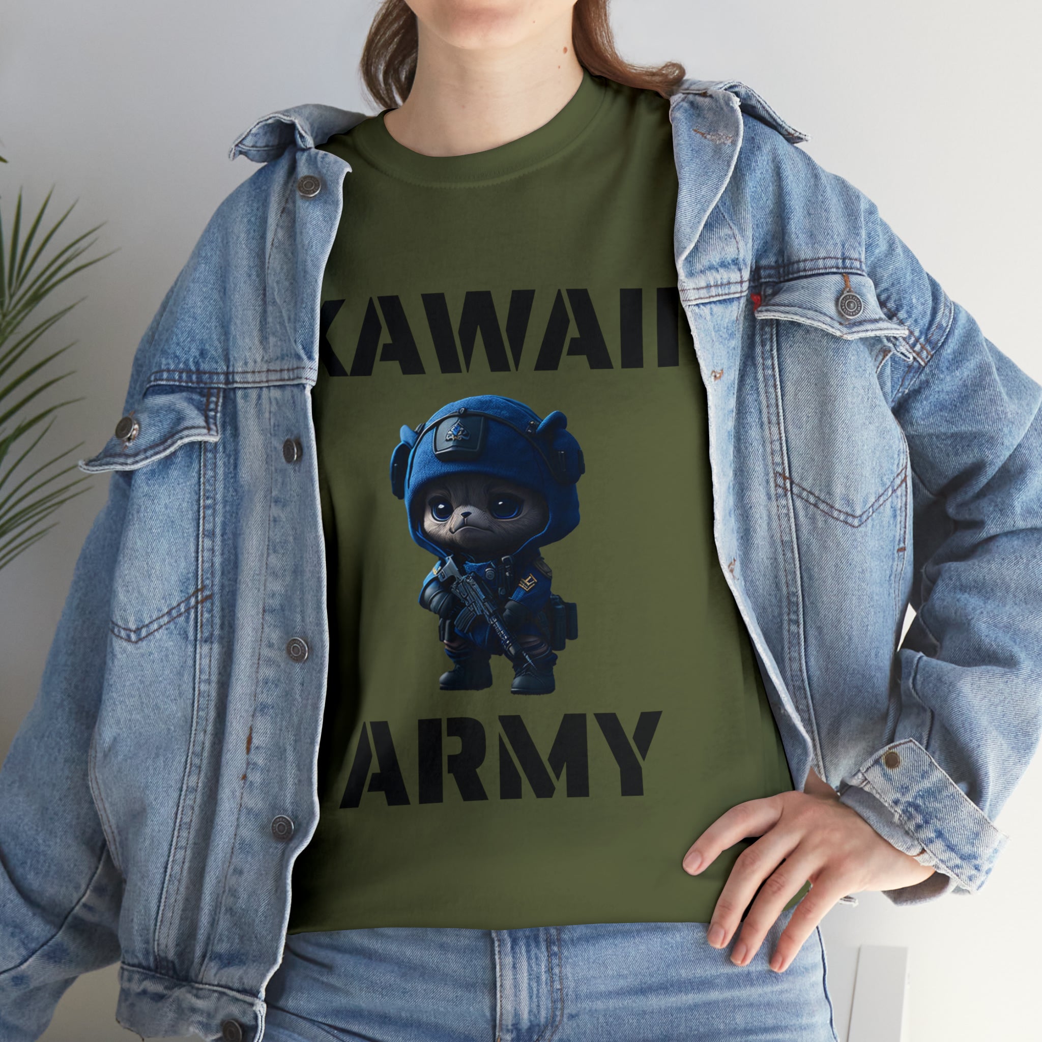 kawaii army blue small machine gunner