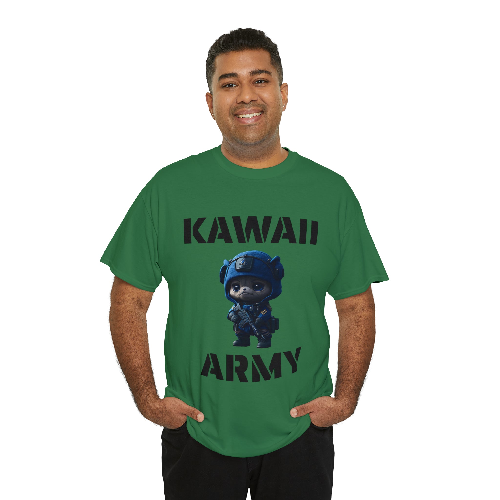 kawaii army blue small machine gunner