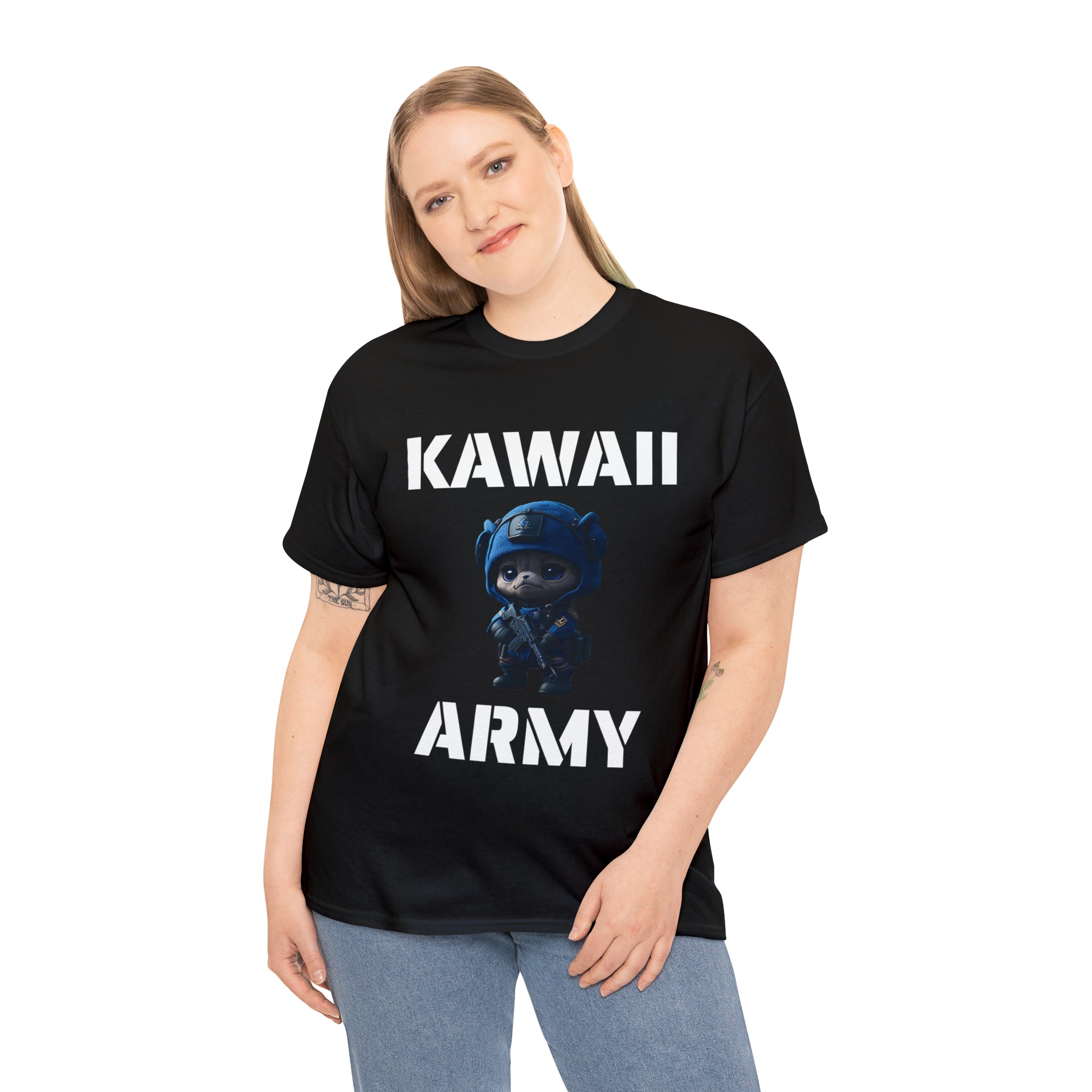 kawaii army blue small machine gunner