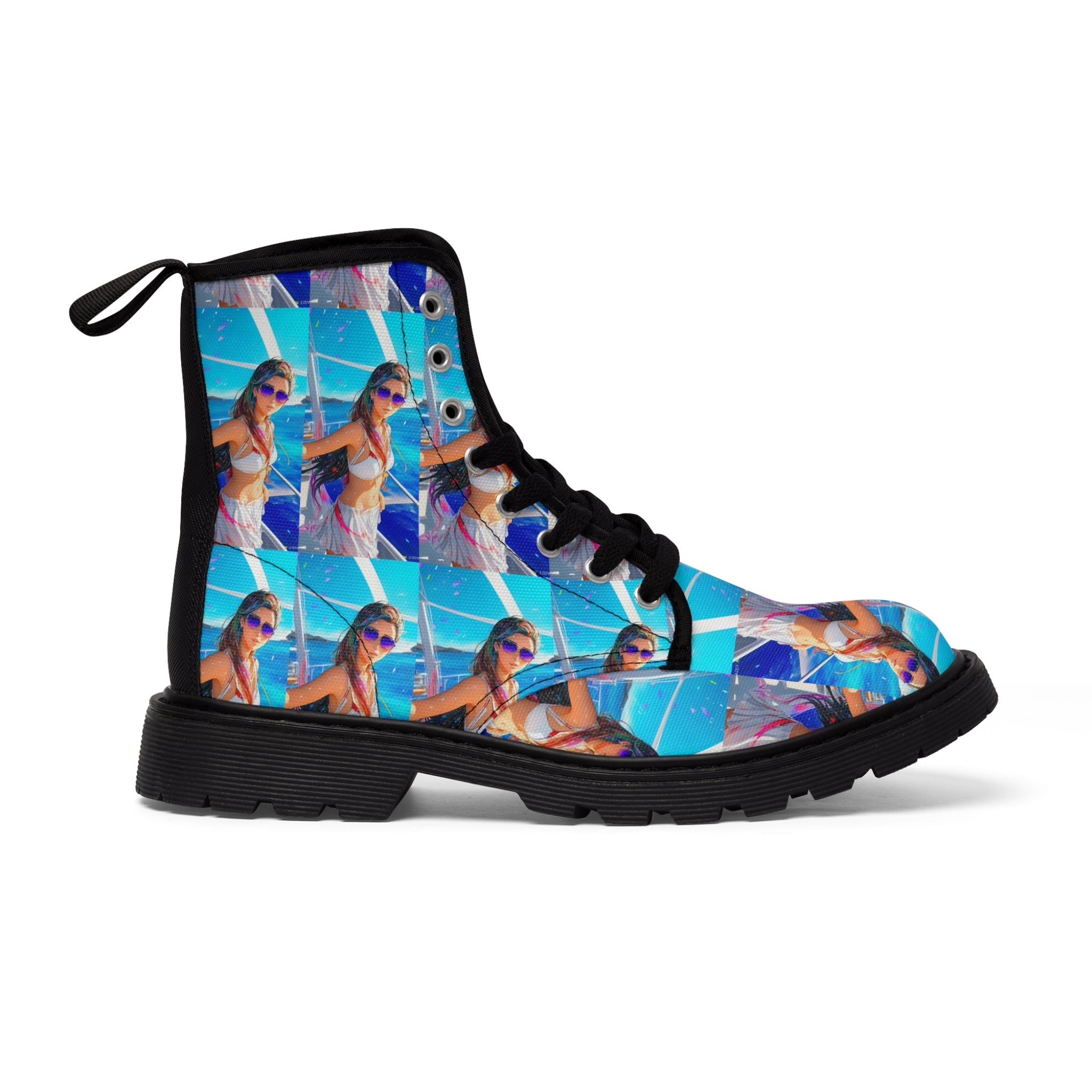 boat shot Men's Canvas Boots - Cheeky-Prints