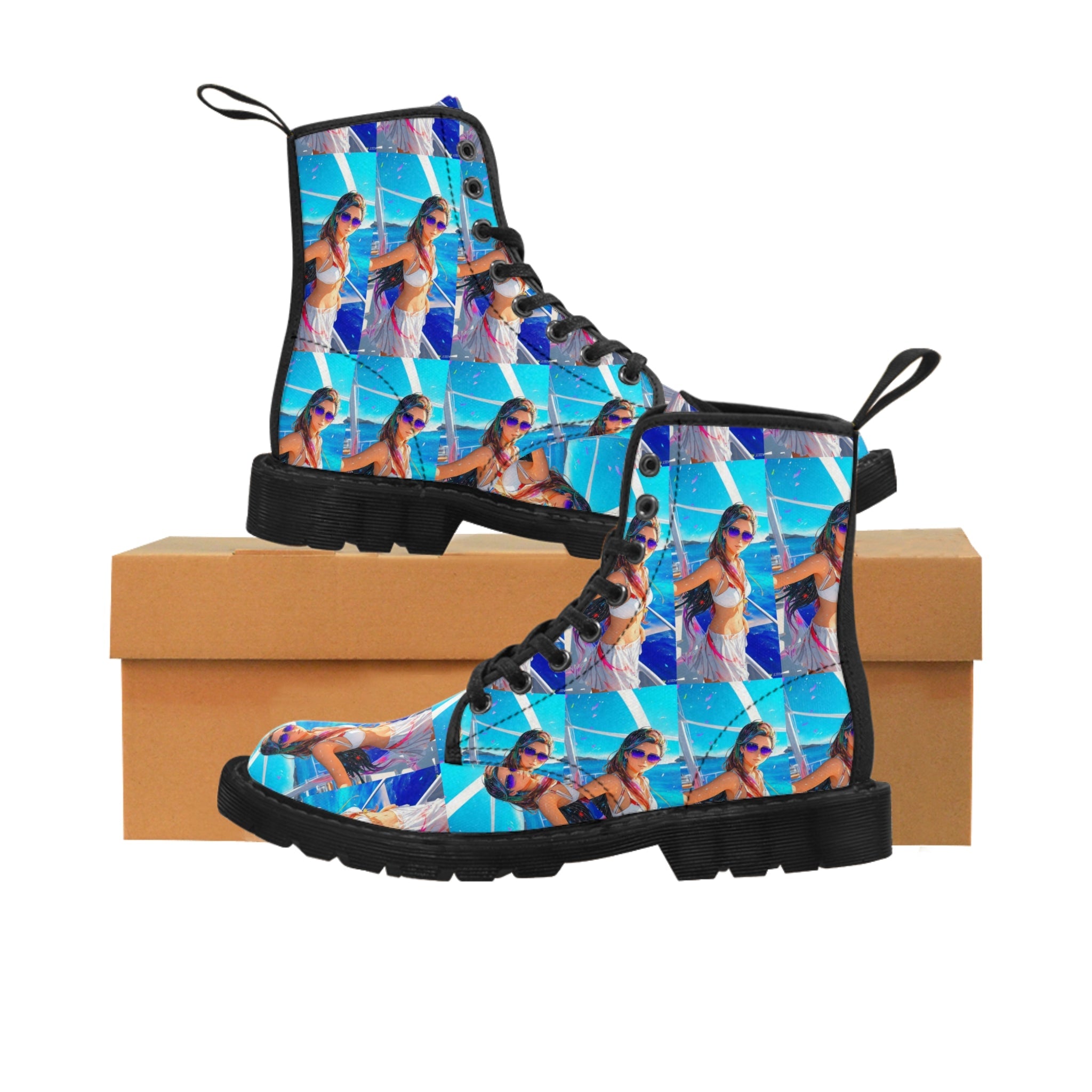 boat shot Men's Canvas Boots - Cheeky-Prints