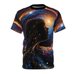 cosmic wave girl Unisex Cut & Sew Tee (AOP) - Cheeky-Prints