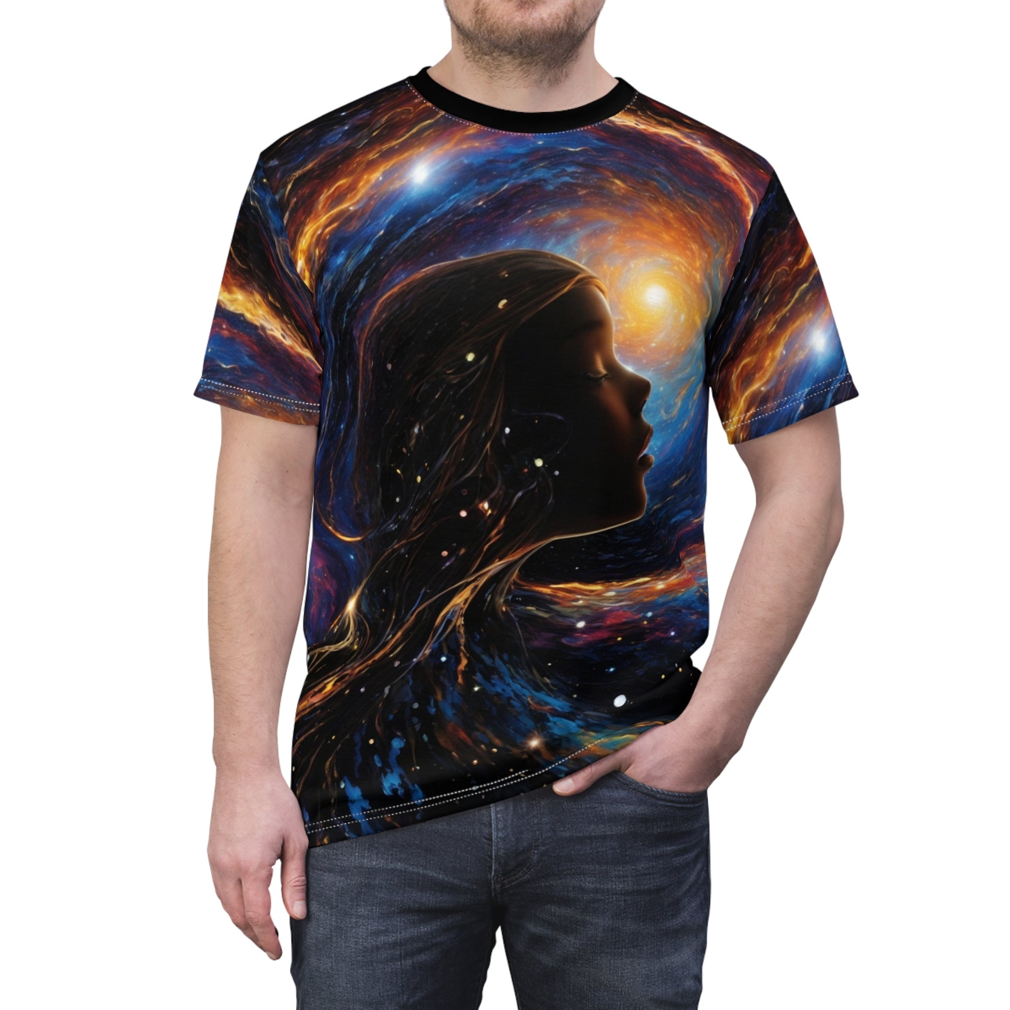 cosmic wave girl Unisex Cut & Sew Tee (AOP) - Cheeky-Prints