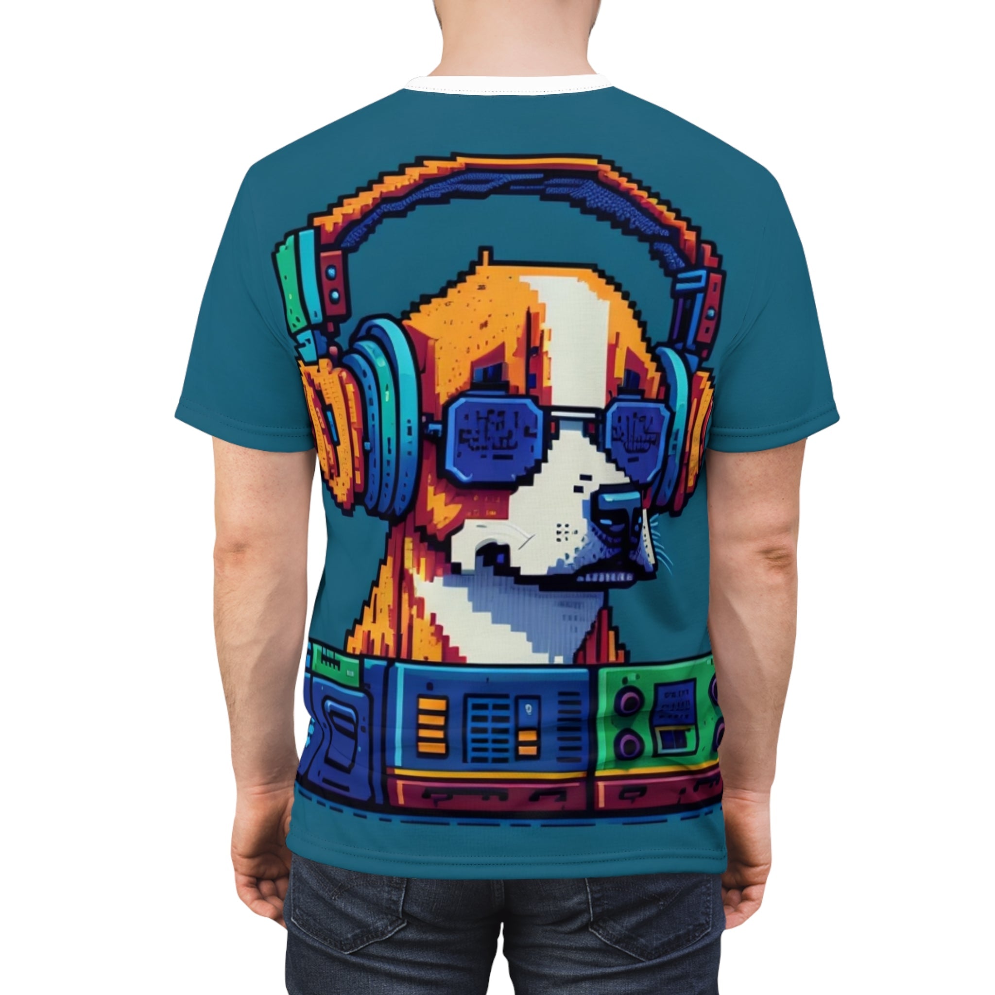 DJ Dog 1 Unisex Cut & Sew Tee (AOP) - Cheeky-Prints