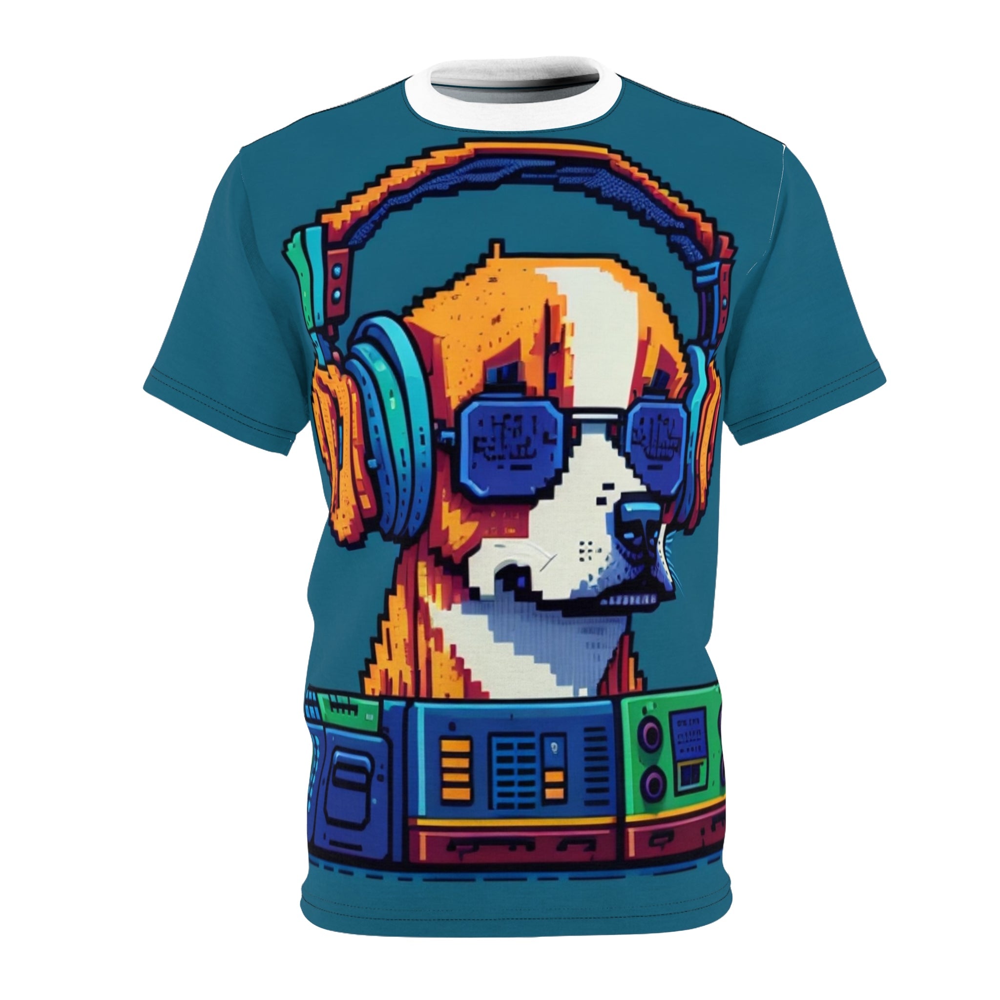 DJ Dog 1 Unisex Cut & Sew Tee (AOP) - Cheeky-Prints