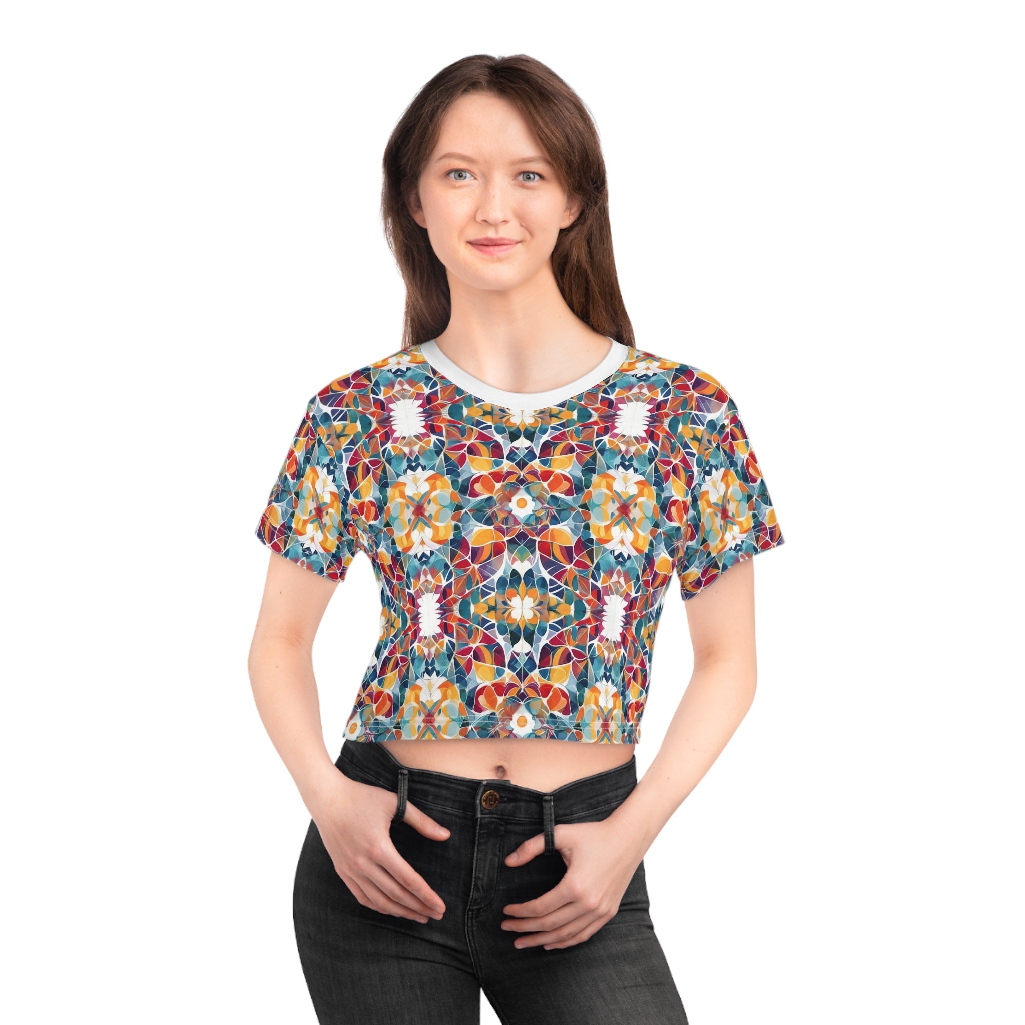 fractal design 2 Crop Tee (AOP) - Cheeky-Prints