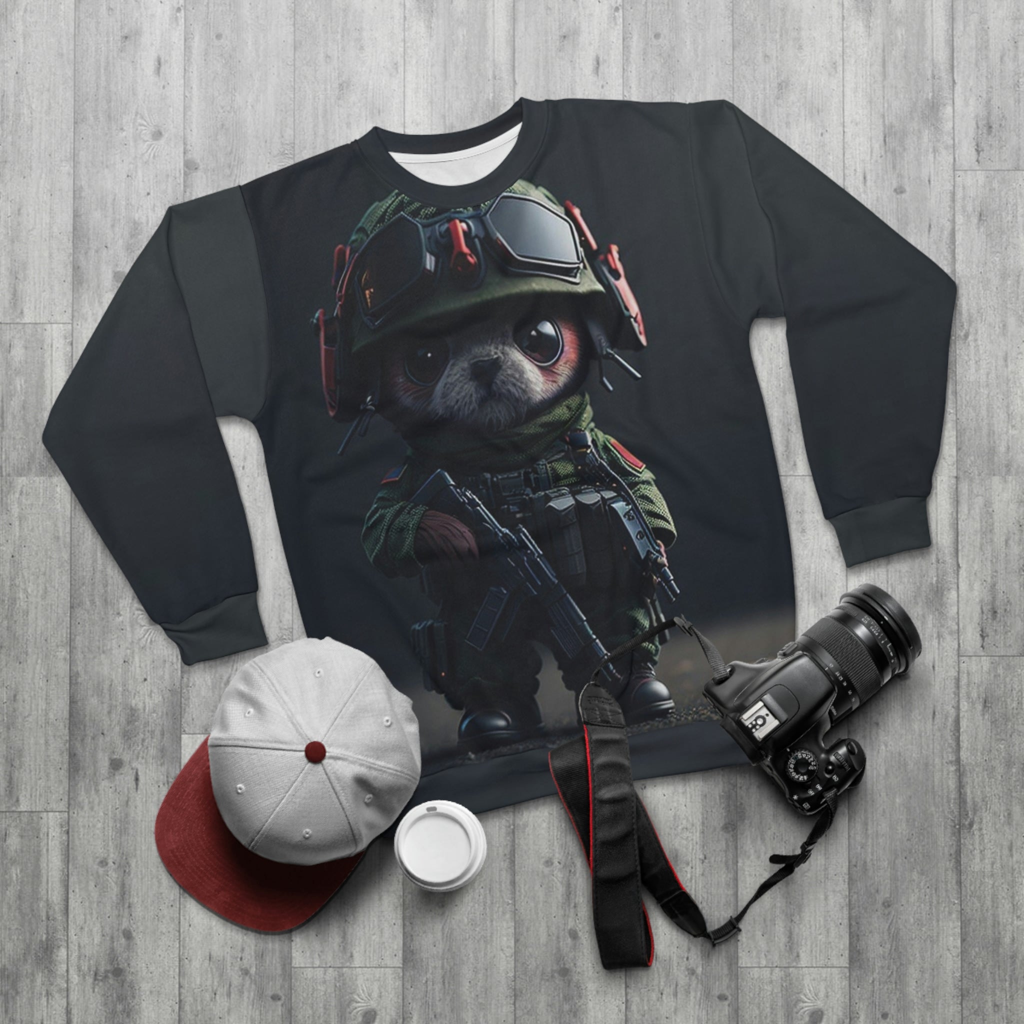 kawaii army Unisex Sweatshirt (AOP) - Cheeky-Prints