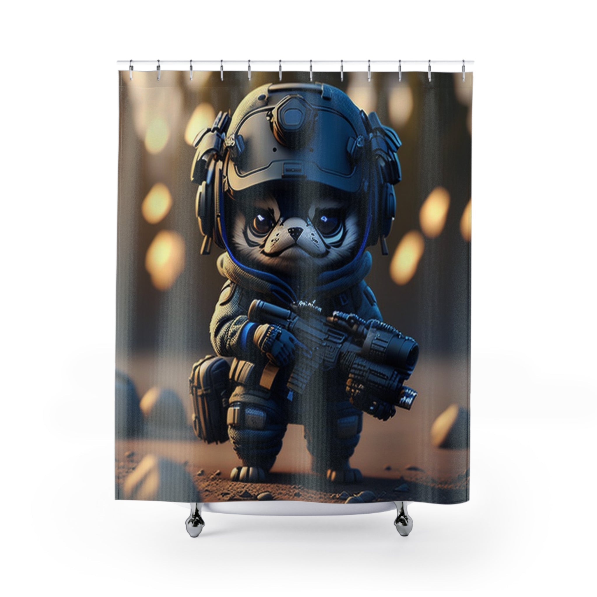 kawaii military Shower Curtains - Cheeky-Prints