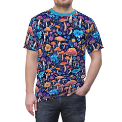 Mushroom trip 1 Unisex Cut & Sew Tee (AOP) - Cheeky-Prints