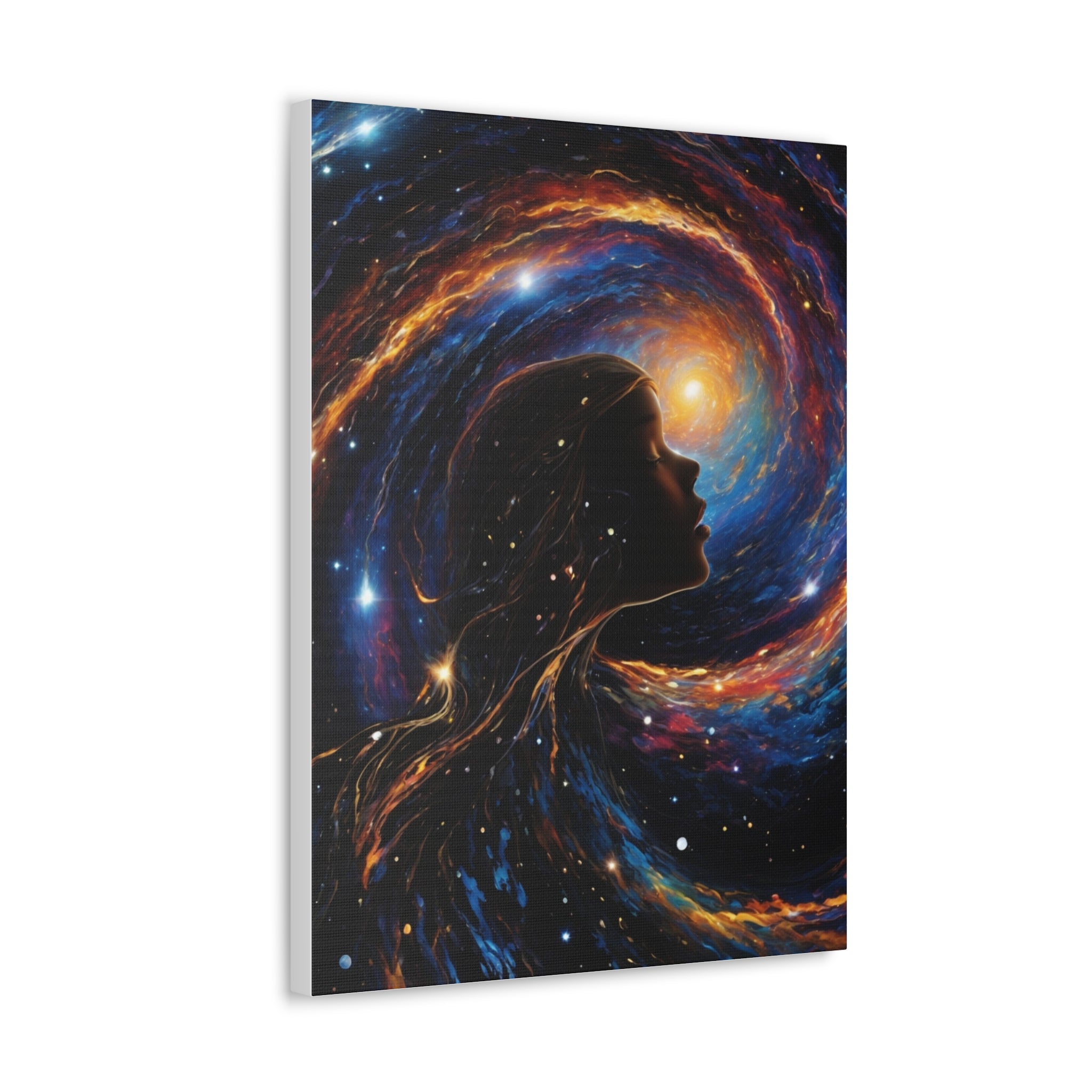 psychedelic girl riding the cosmic waves of the universe. - Cheeky-Prints