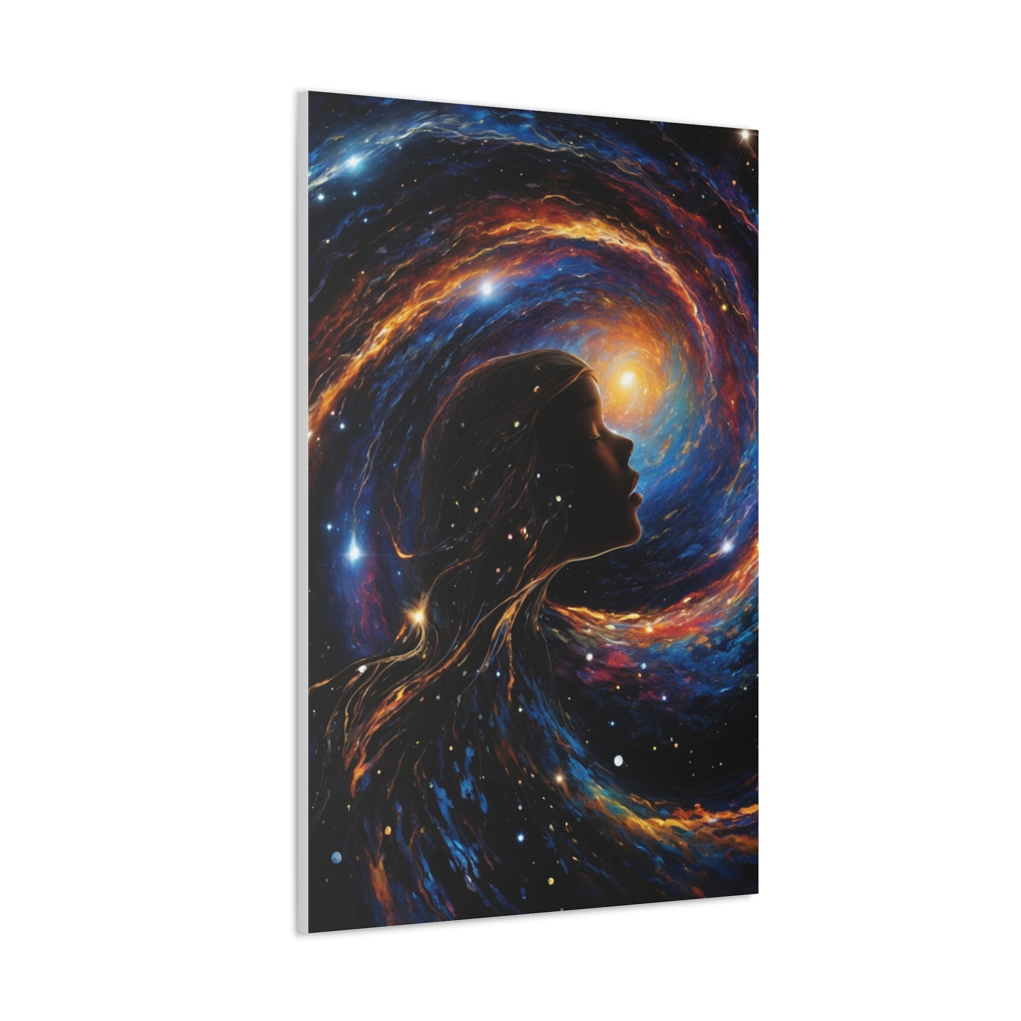 psychedelic girl riding the cosmic waves of the universe. - Cheeky-Prints