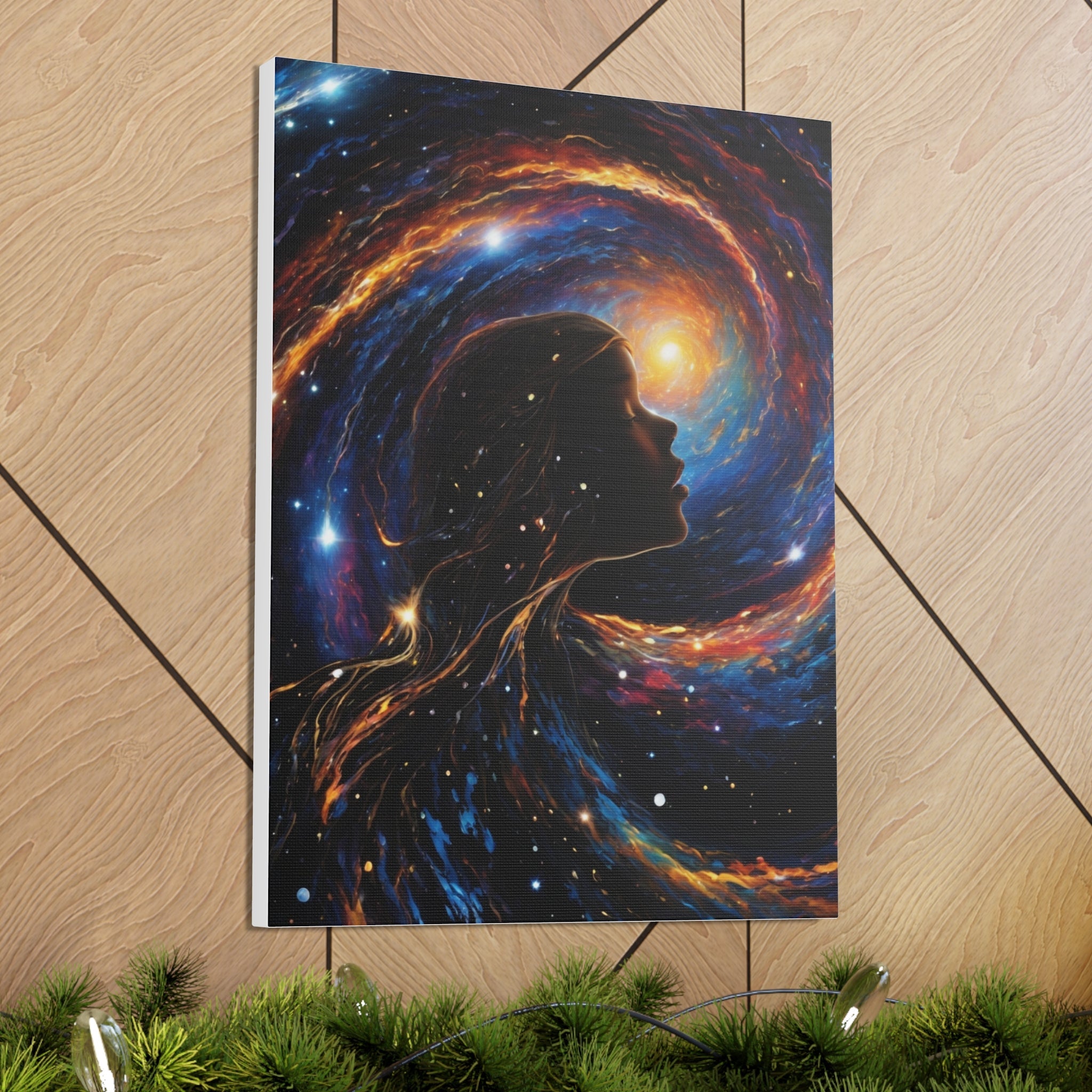 psychedelic girl riding the cosmic waves of the universe. - Cheeky-Prints