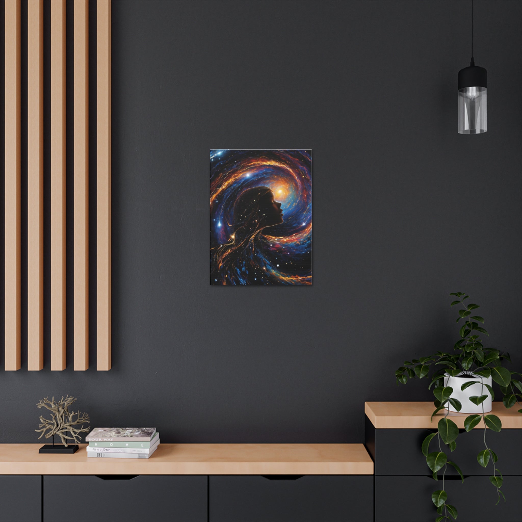 psychedelic girl riding the cosmic waves of the universe. - Cheeky-Prints