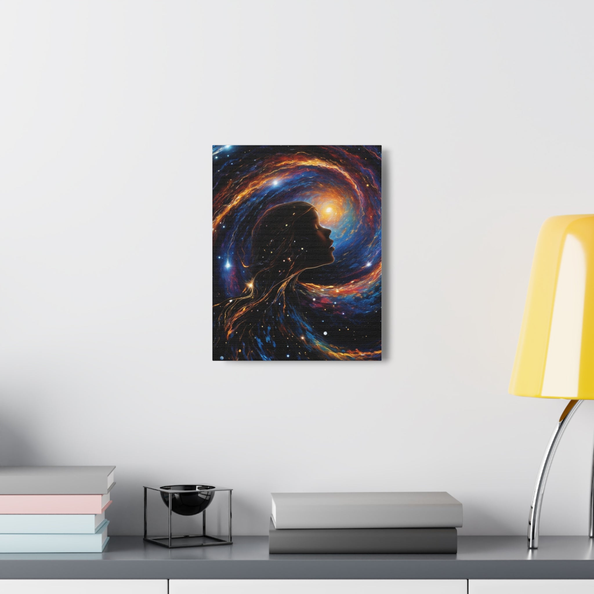 psychedelic girl riding the cosmic waves of the universe. - Cheeky-Prints