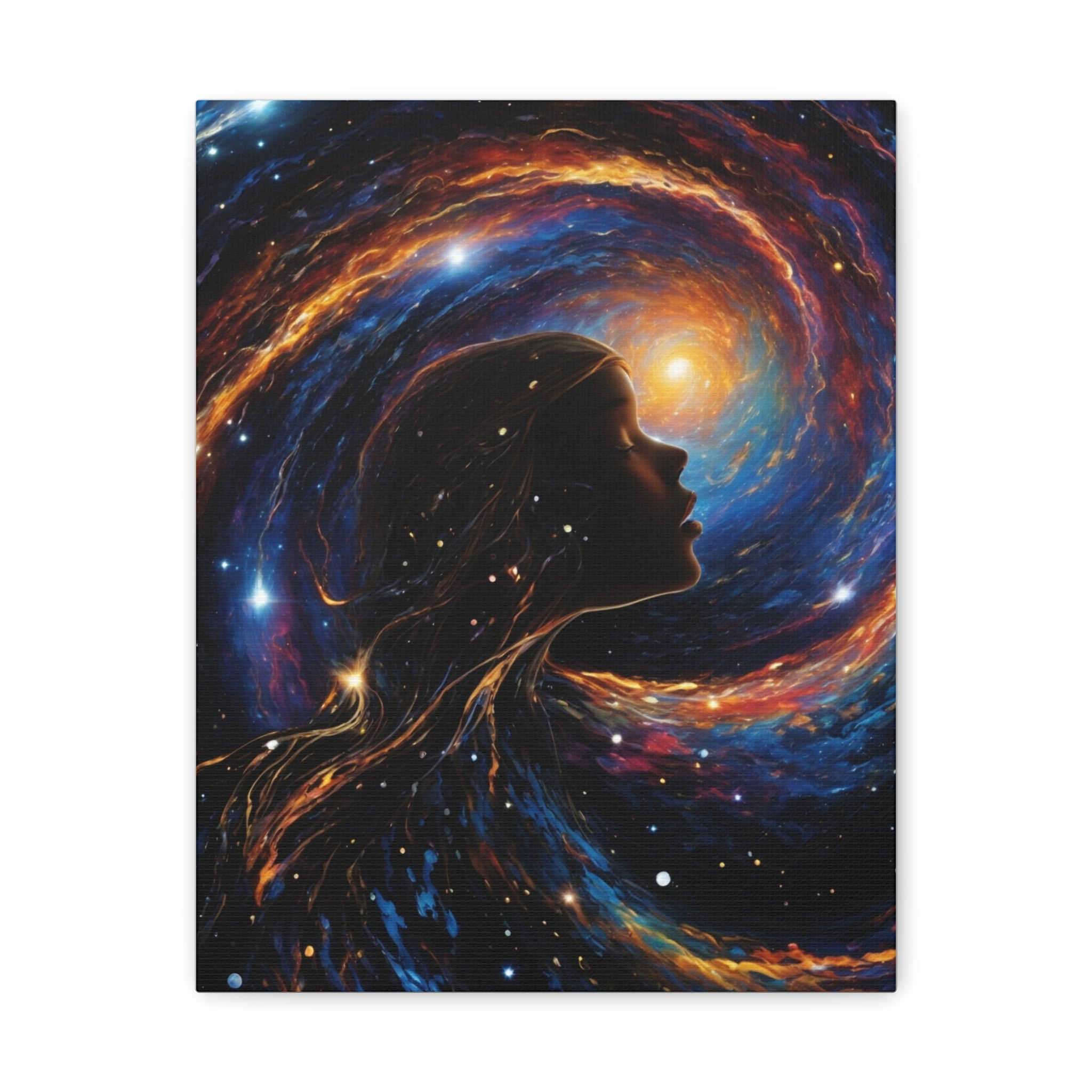 psychedelic girl riding the cosmic waves of the universe. - Cheeky-Prints