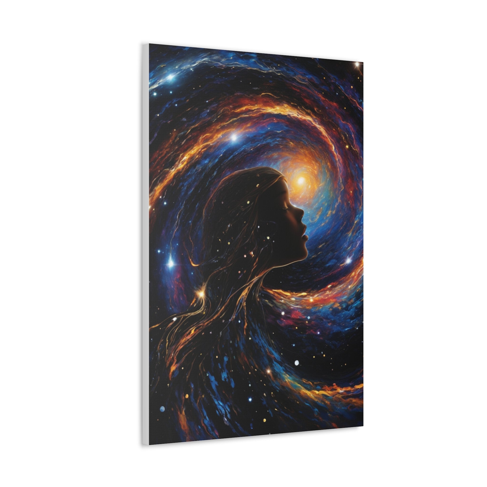 psychedelic girl riding the cosmic waves of the universe. - Cheeky-Prints