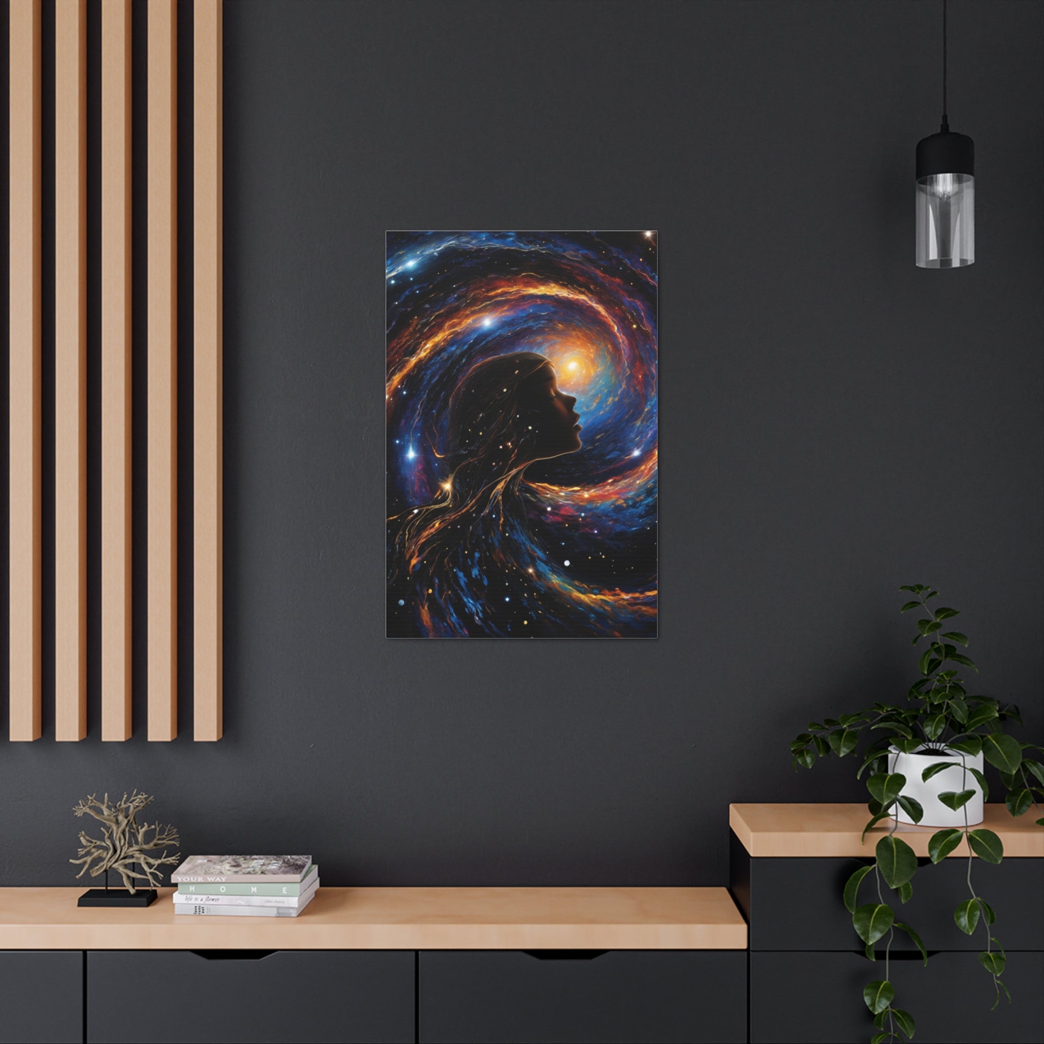 psychedelic girl riding the cosmic waves of the universe. - Cheeky-Prints