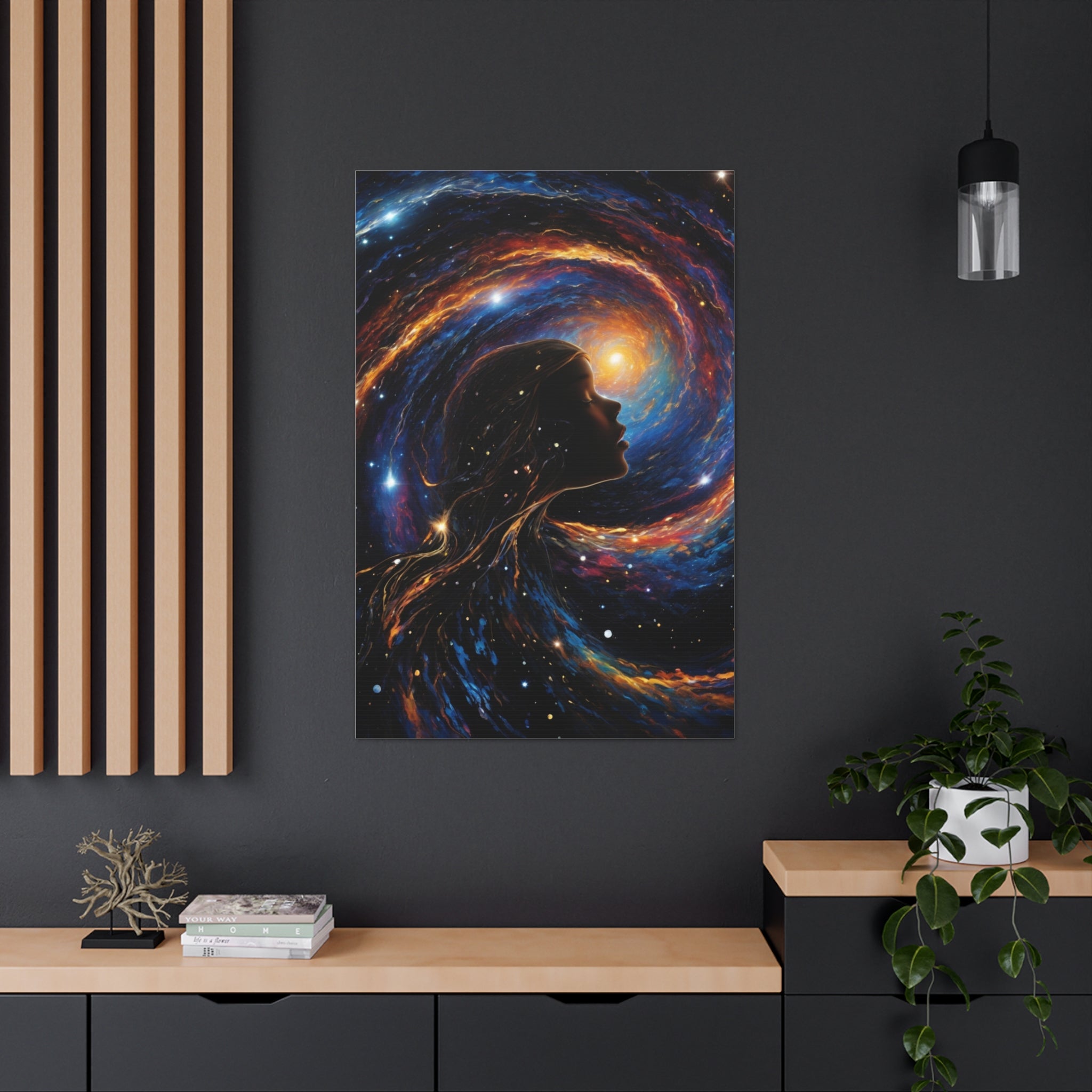 psychedelic girl riding the cosmic waves of the universe. - Cheeky-Prints