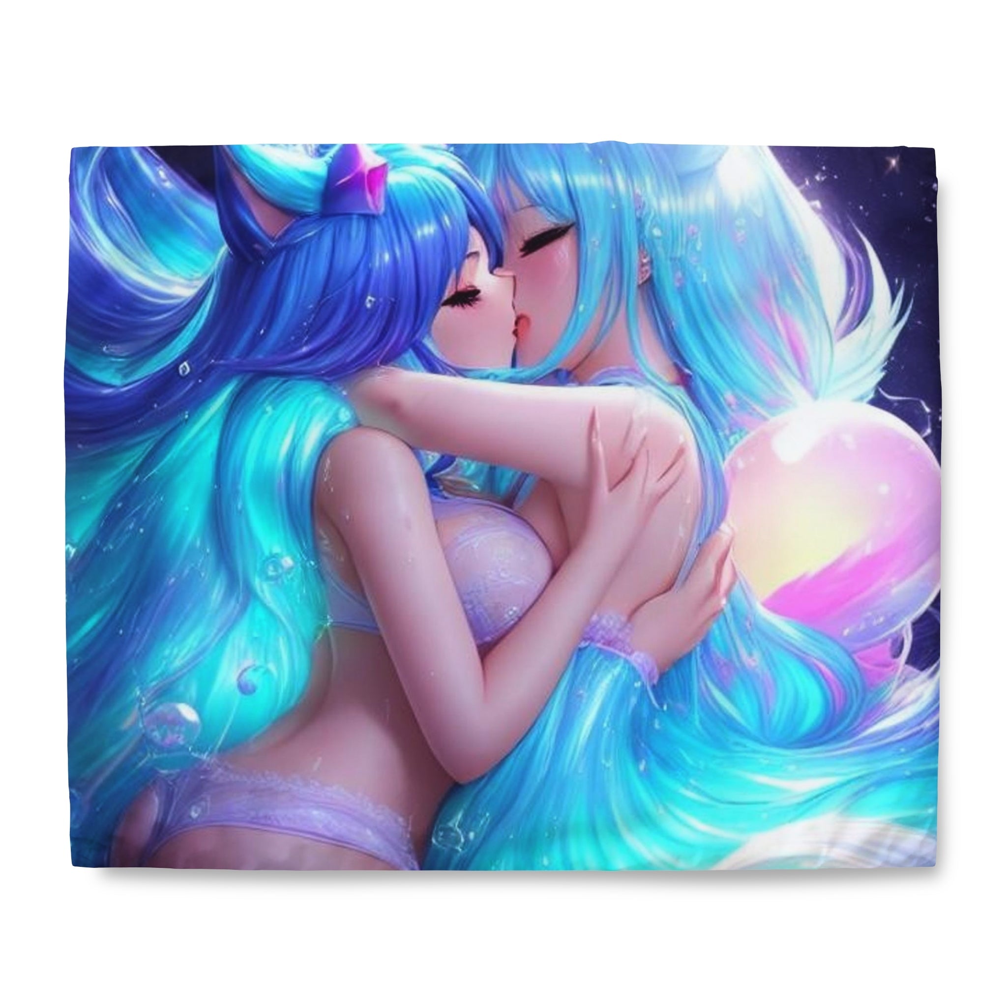 waifus kissing in water Duvet Cover - Cheeky-Prints