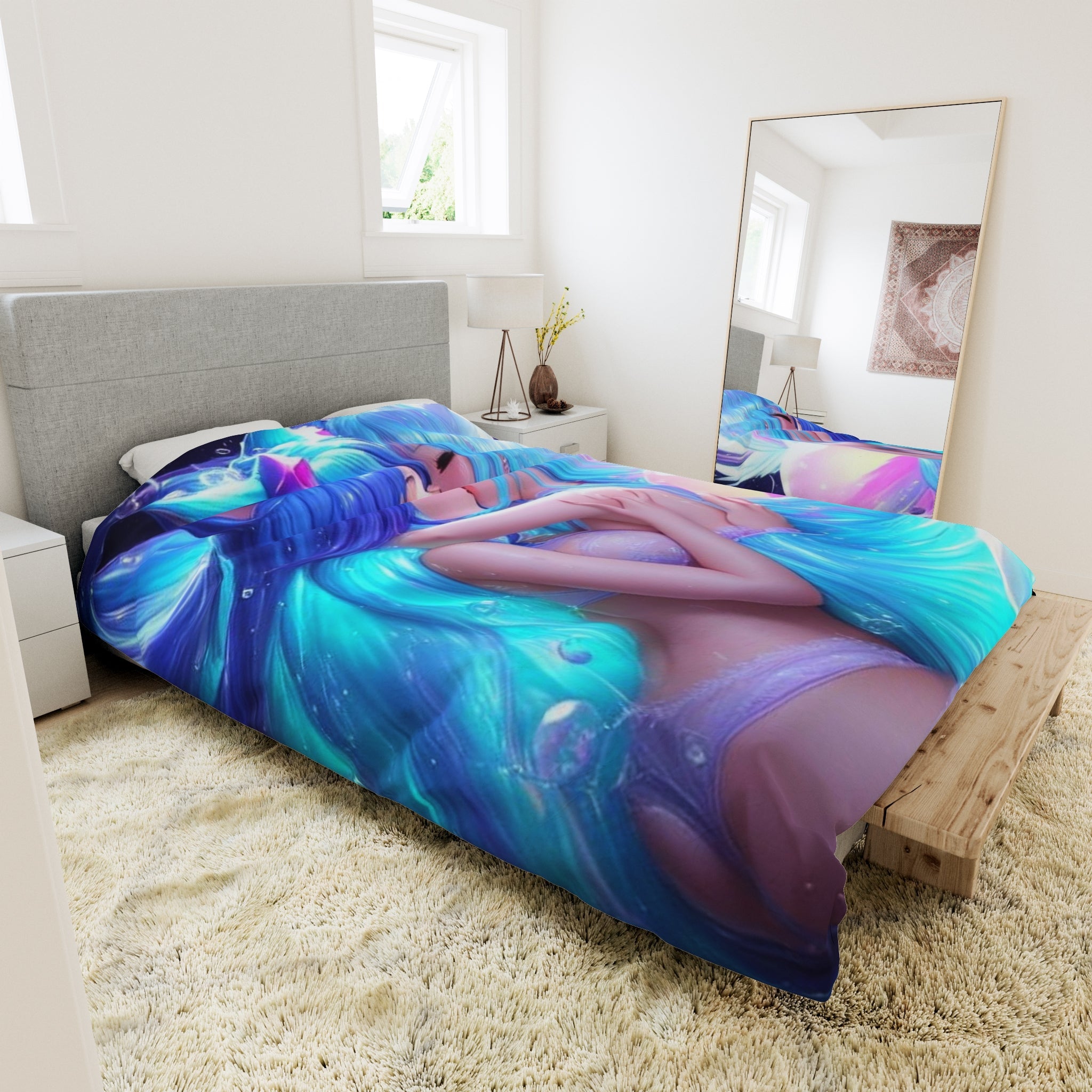 waifus kissing in water Duvet Cover - Cheeky-Prints