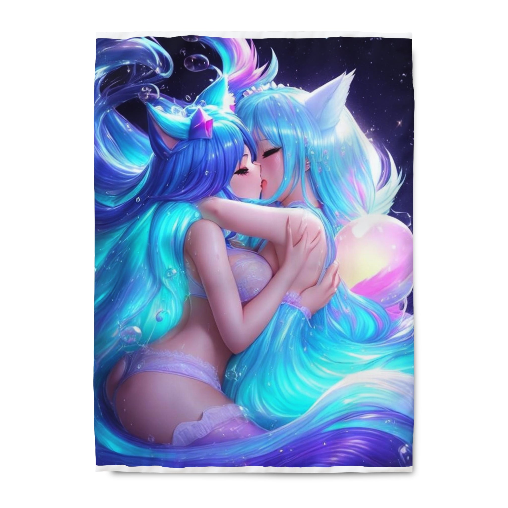 waifus kissing in water Duvet Cover - Cheeky-Prints