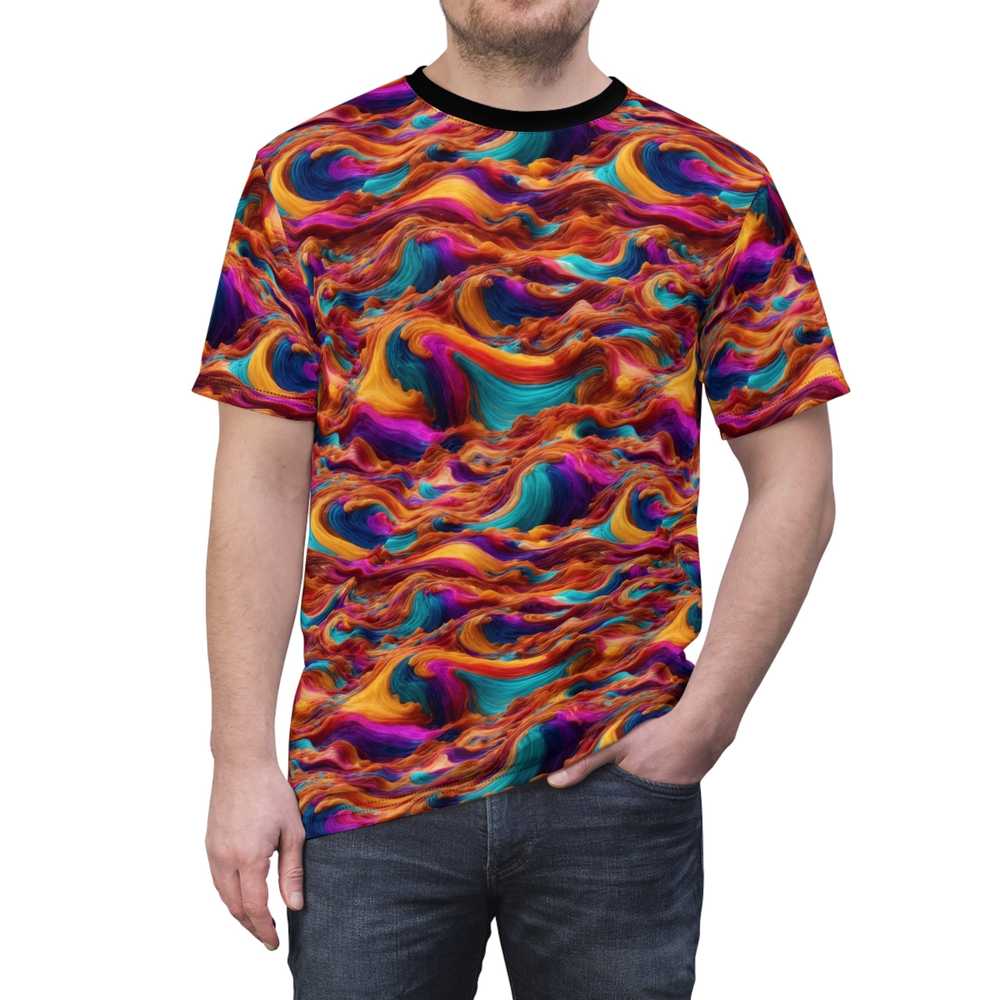 Waves Unisex Cut & Sew Tee (AOP) - Cheeky-Prints